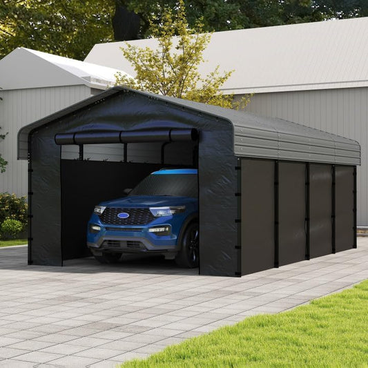 10'x15' Heavy Duty Metal Carport, Outdoor Garage Car Shelter Shade with Heavier Frame