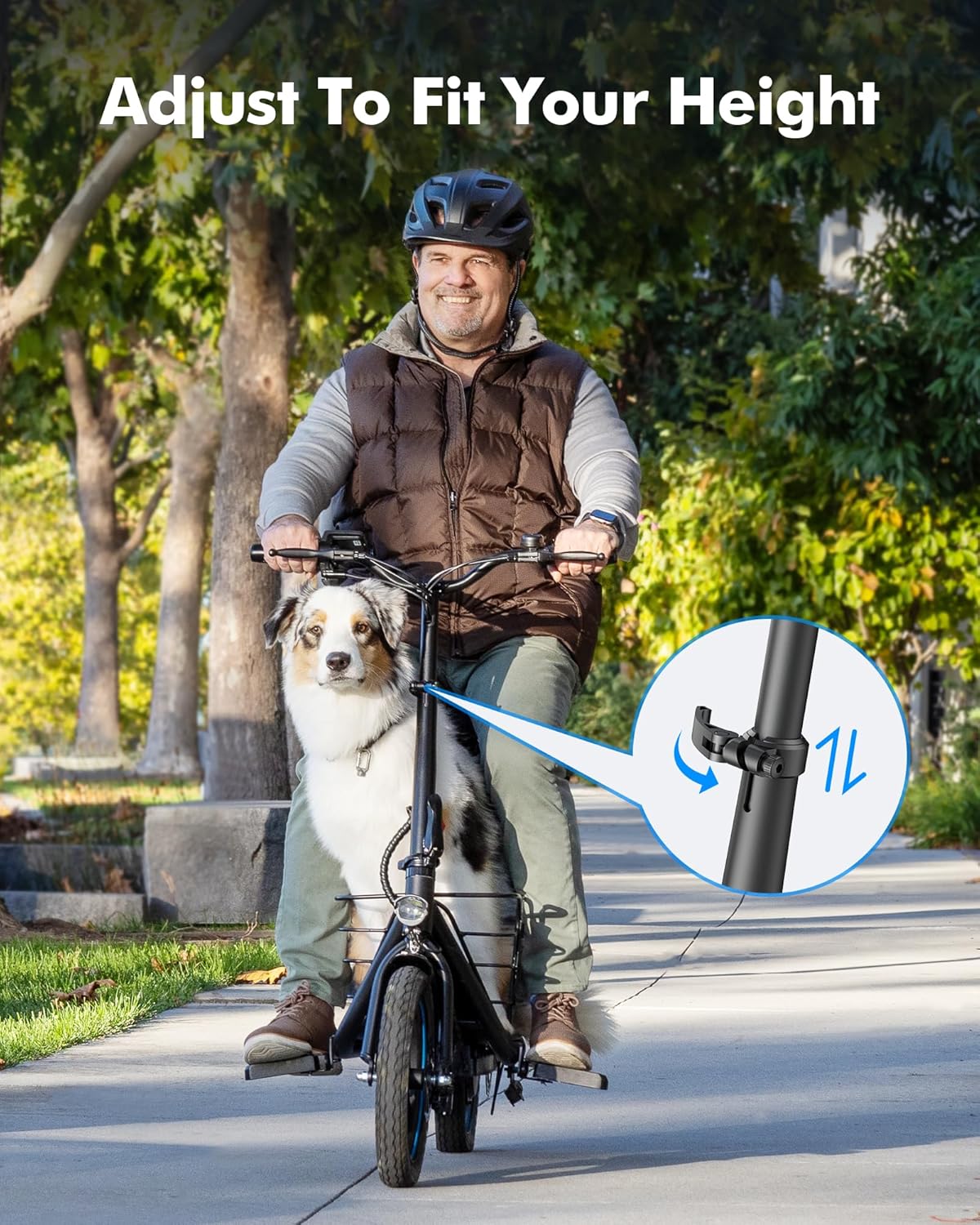Gyroor Adult Electric Scooter with Large Center Basket, 20 Mile Range, Foldable, and Seat