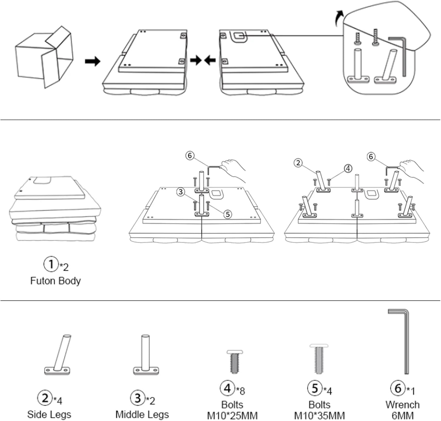 Futon Sofa Bed, Memory Foam Sofa Bed Couch