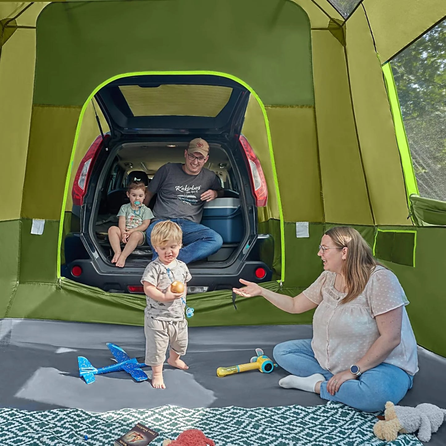 TIMBER RIDGE 5-9 Person SUV Tent with Screen Porch and Awning for Family Camping, Weather Resistant and Portable Van or Car Tent, Includes Rainfly and Storage Bag, 13' W X 10' L X 7.1' H