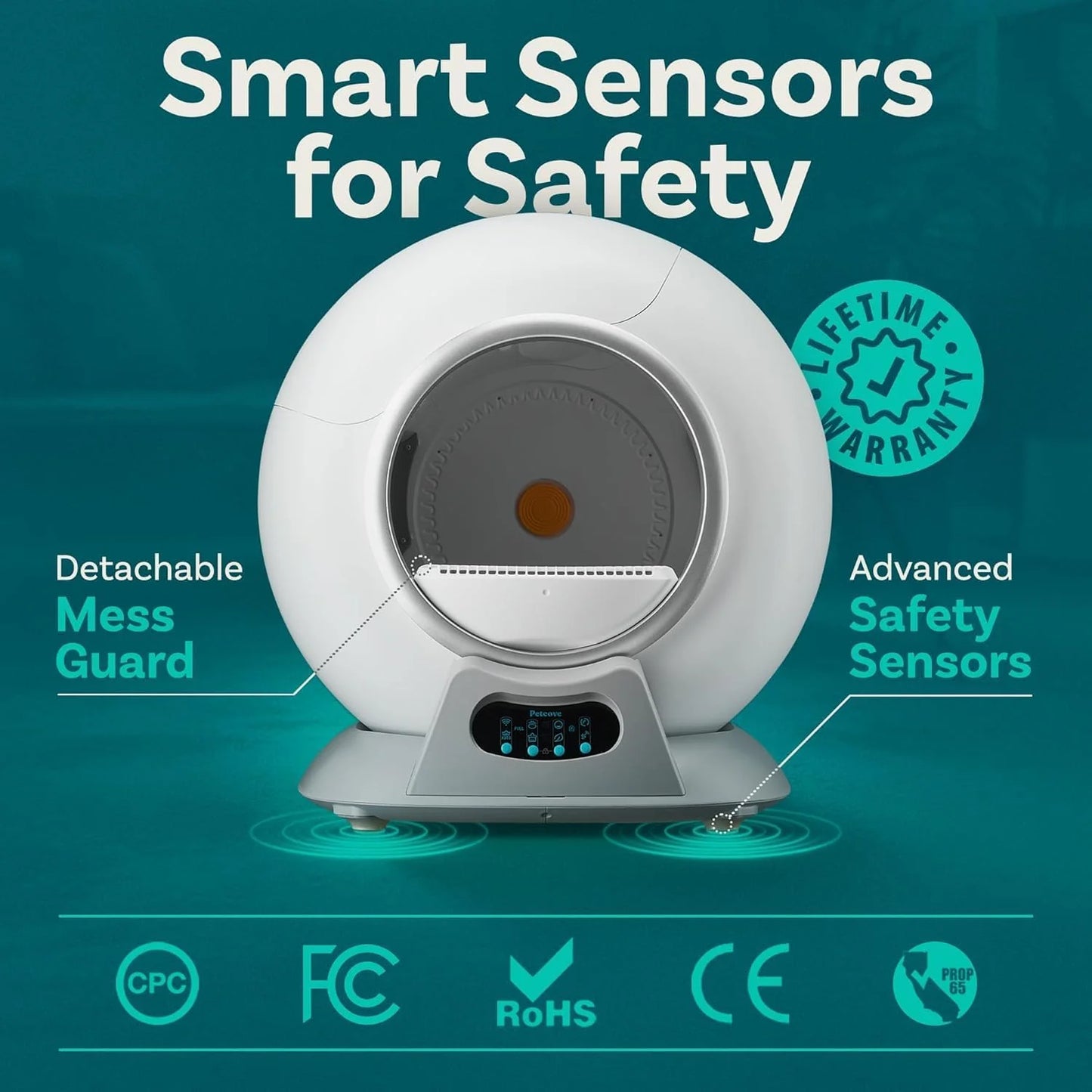 Self Cleaning Litter Box with Auto Safety Sensors for Multiple Cats - Automatic Cat Litter Box Self-Cleaning - Covered Odor Removal with APP Control - Compatible On All WiFi