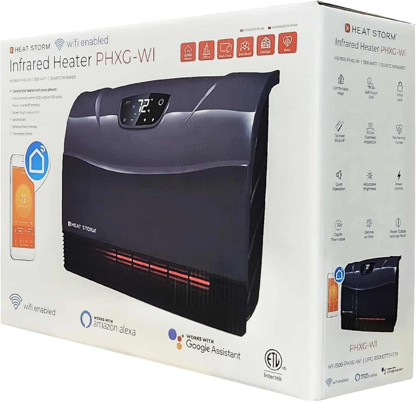 HS-1500-PHX-WIFI Infrared Heater, Wifi Wall Mounted