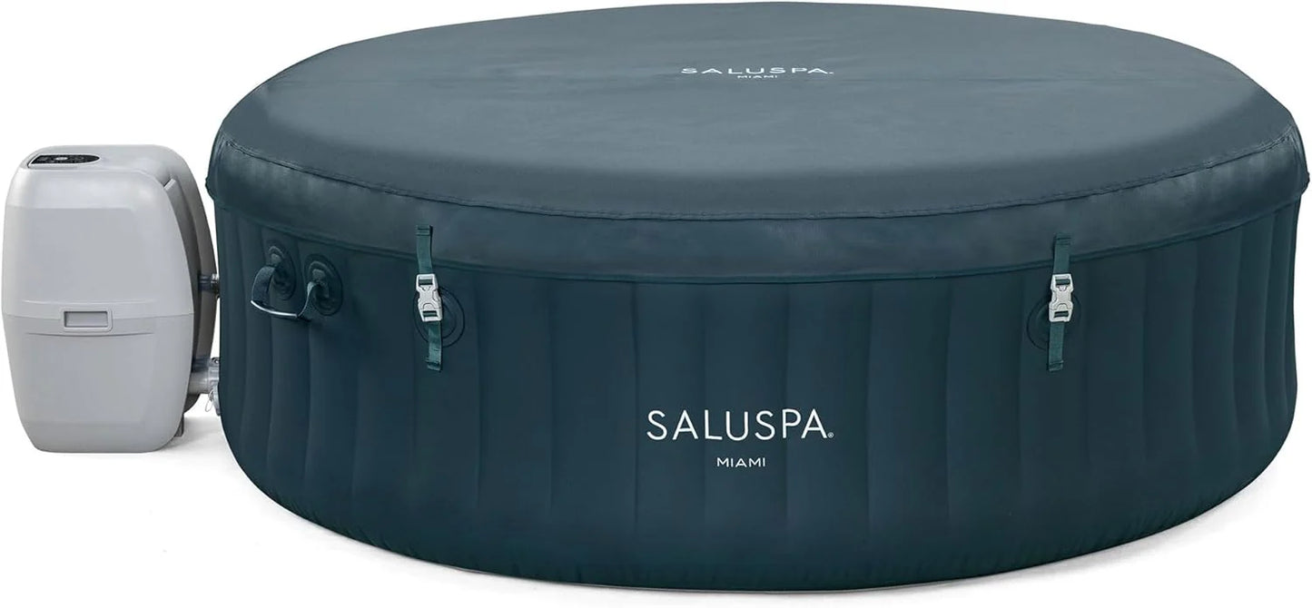 SaluSpa Aruba AirJet Large Round 2 to 3 Person Inflatable Hot Tub Portable Outdoor Spa with 110 AirJets and EnergySense Cover, Grey