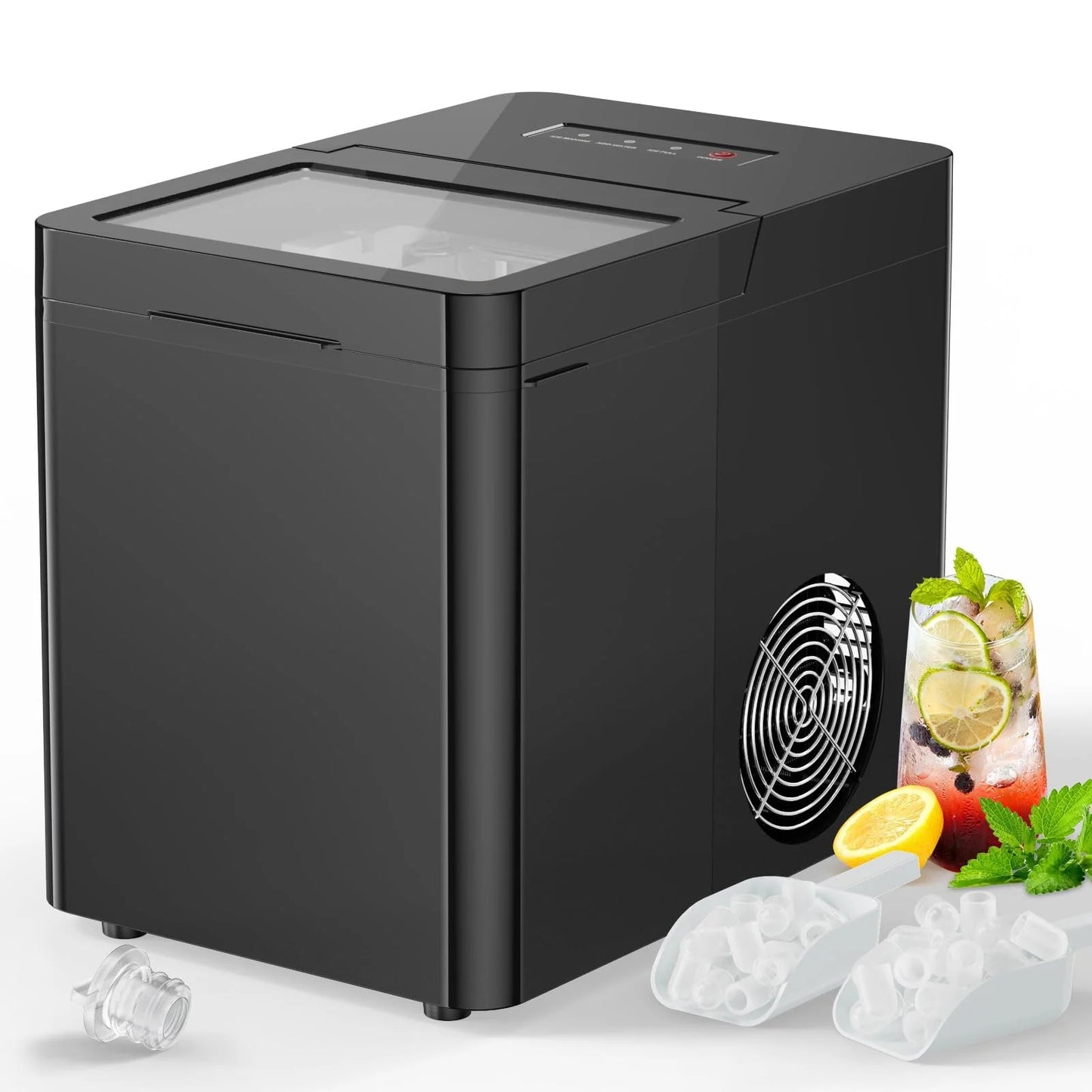 Portable Countertop Ice Maker, Self-Cleaning Ice Machine with 2 Ice Scoop and Basket