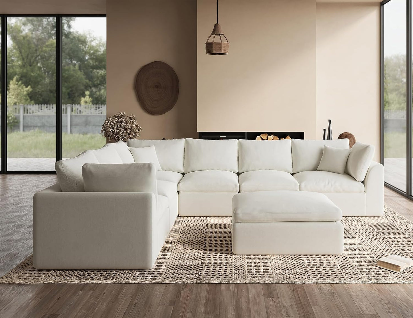 110 inch cloud sectional sofa for living room, convertible L-shaped sofa 3 seater sectional sofa