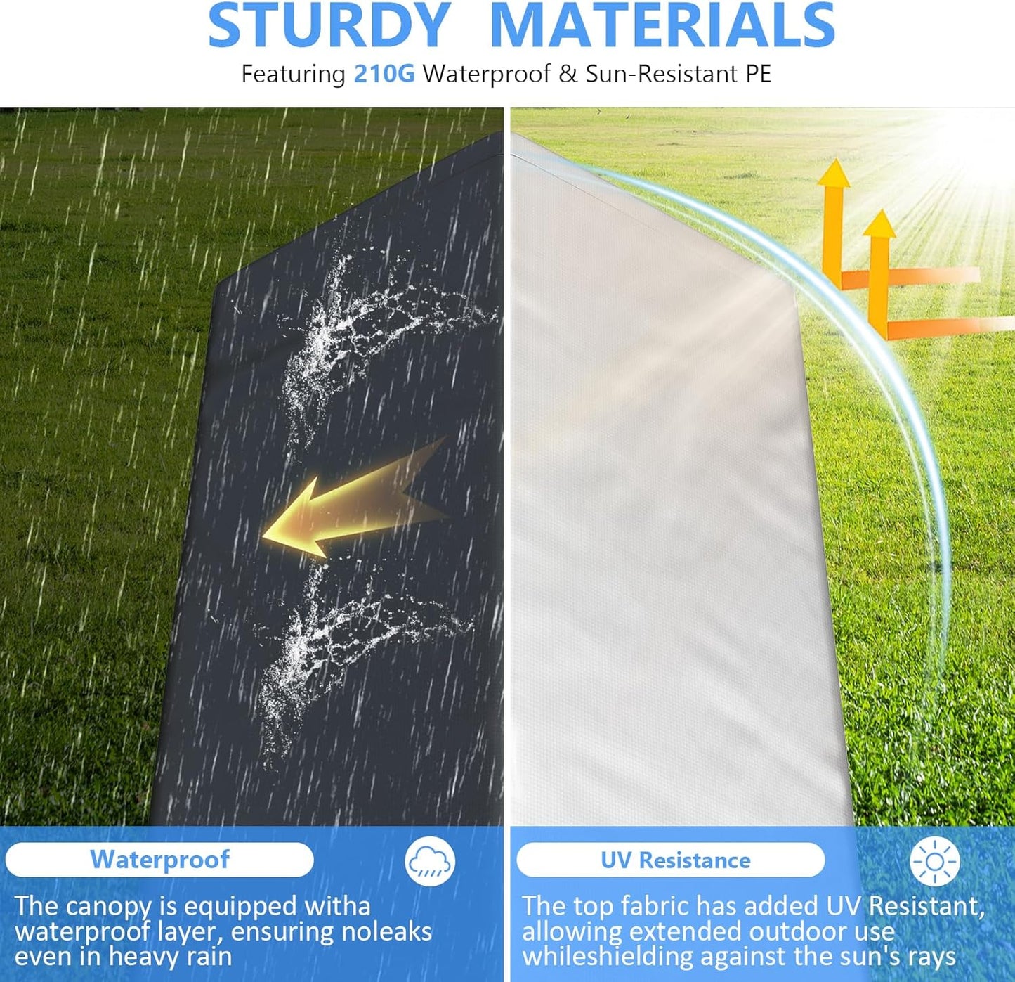 6x8 ft Heavy Duty Carport Tent Portable Garage with Removable Side Walls and Door Four Seasons Tarpaulin