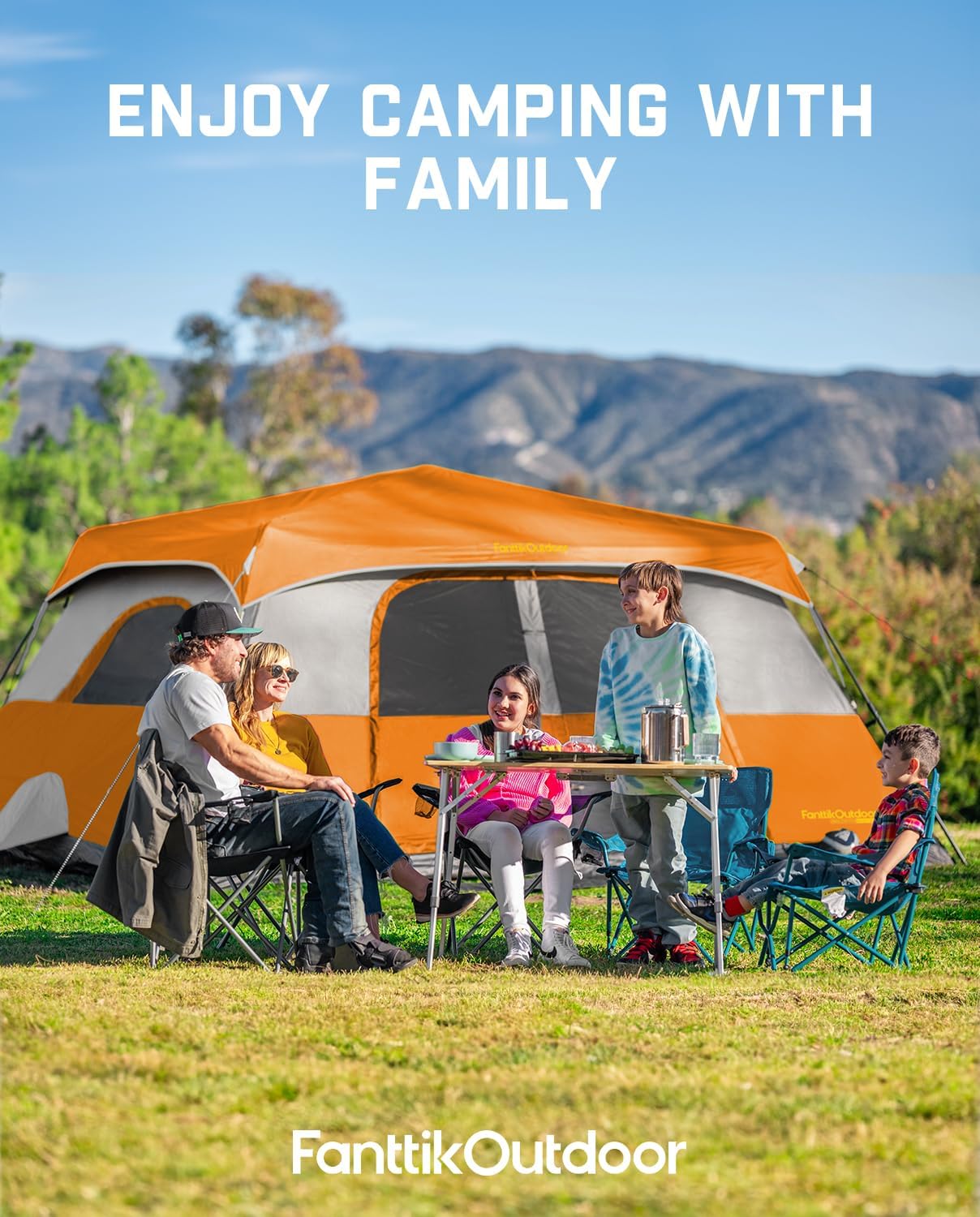 Portable camping tent for 4/6/8/10 people with instant cabin and rainproof and windproof