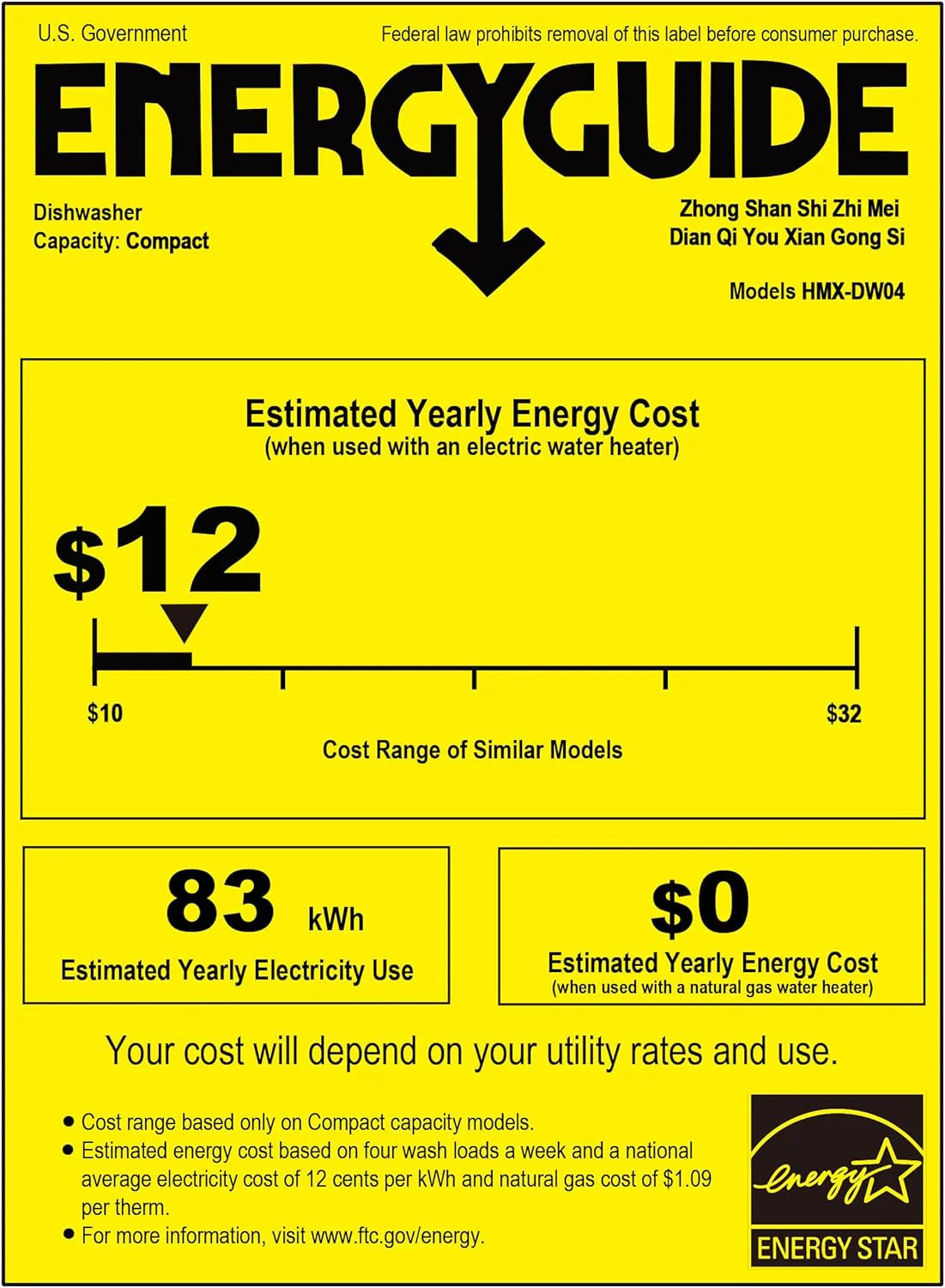 Hermitlux tabletop dishwasher, 7 wash programs, portable mini dishwasher