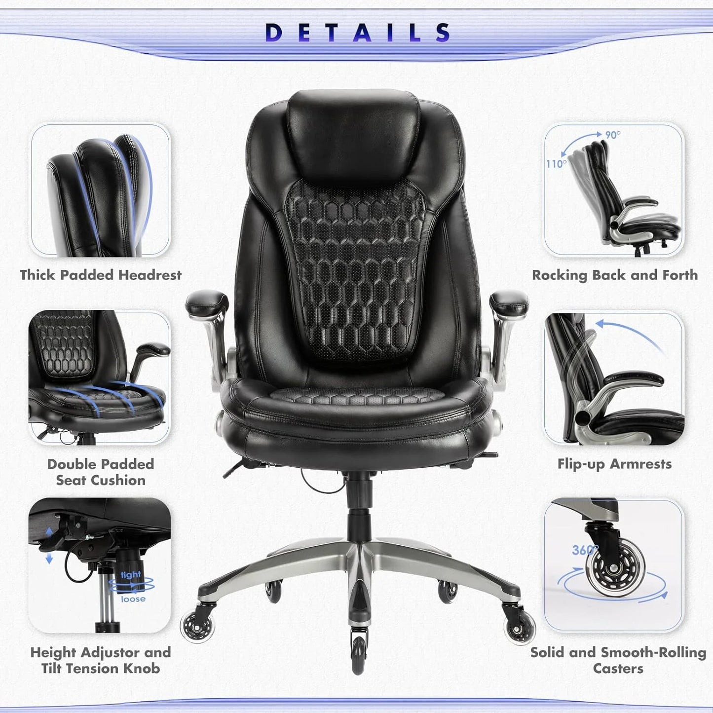 Executive Office Chair Computer Desk Chair Swivel Home Office Chair Upgraded Casters