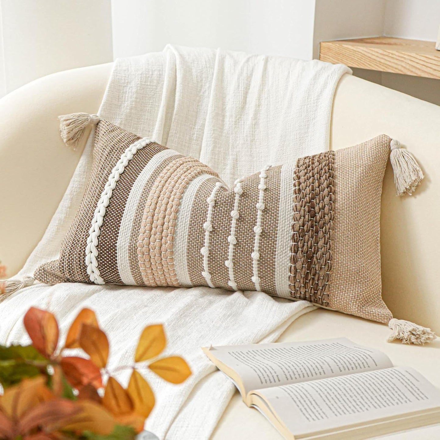 Blue Boho Decorative Throw Pillow Cover 20x20