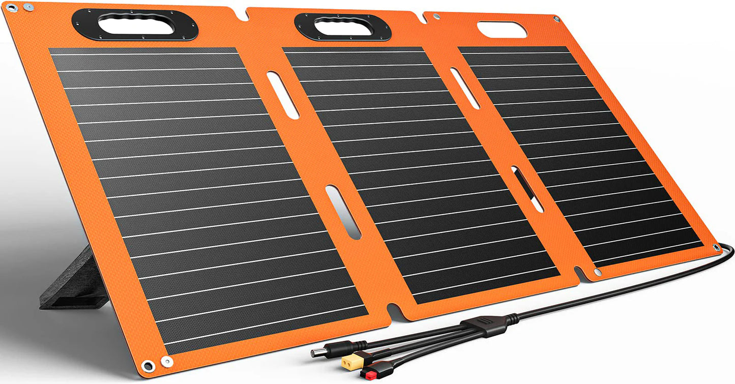 3-in-1 Output Cords Solar Panel Charger with Adjustable Foot Pedal for Homes, Camping