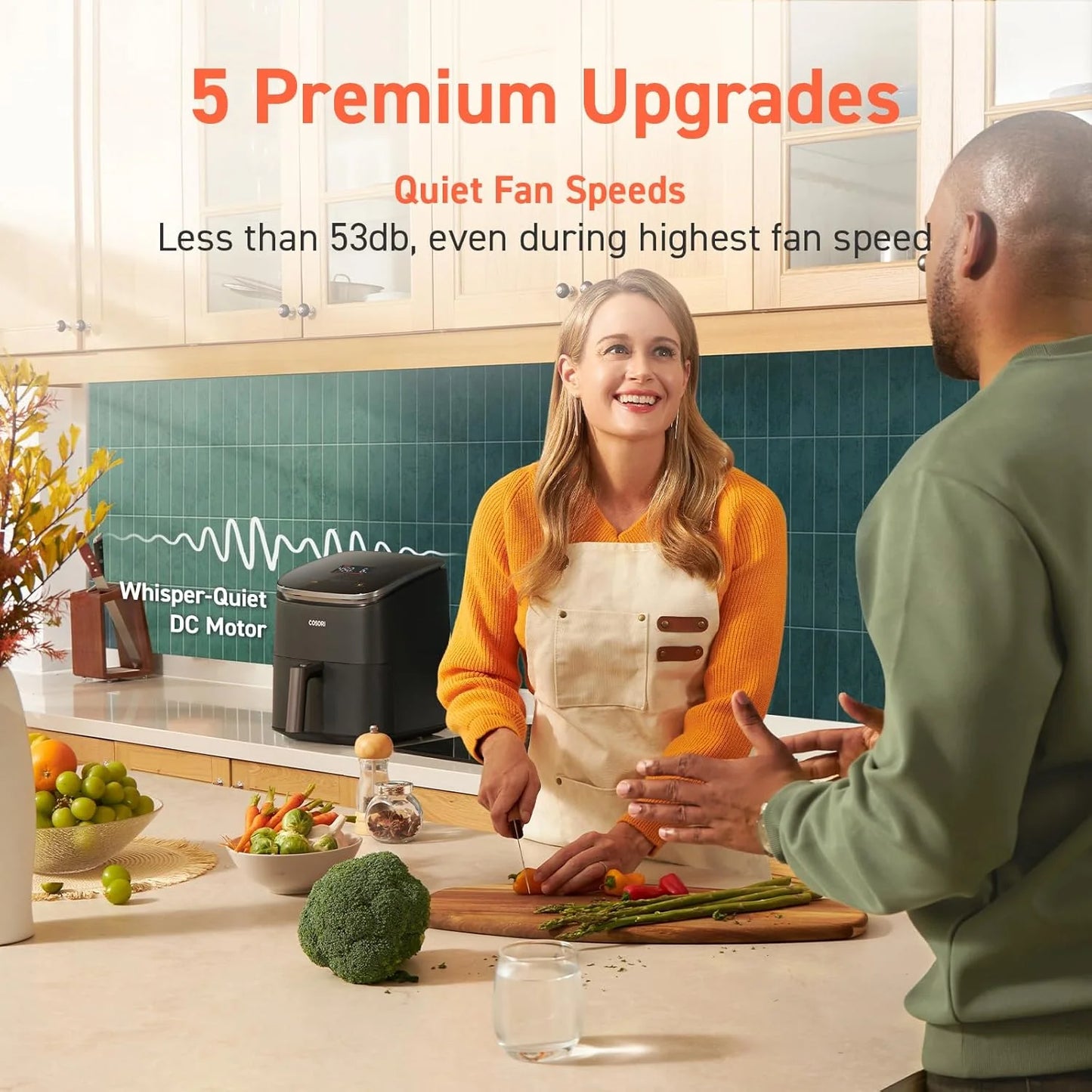 COSORI Air Fryer 9-in-1, Compact & Large 6-Qt, Fast Turbo Modes, 90–450°F Precise Heat for Even Results, Up to 95% Less Oil*, Roast, Bake, Dry, Reheat, Frozen, Broil, Proof, 120V, TurboBlaze, Grey