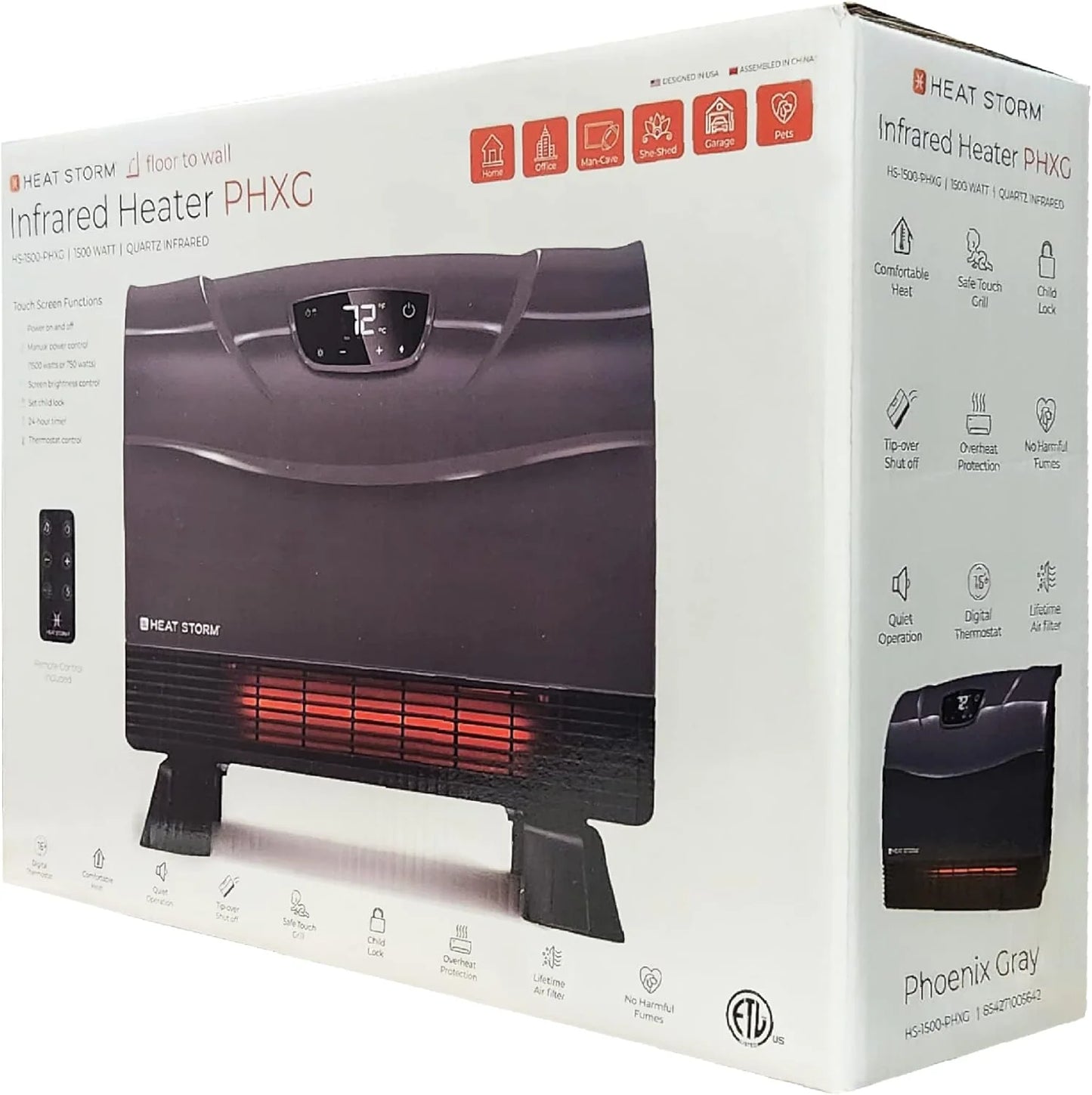 HS-1500-PHX-WIFI Infrared Heater, Wifi Wall Mounted