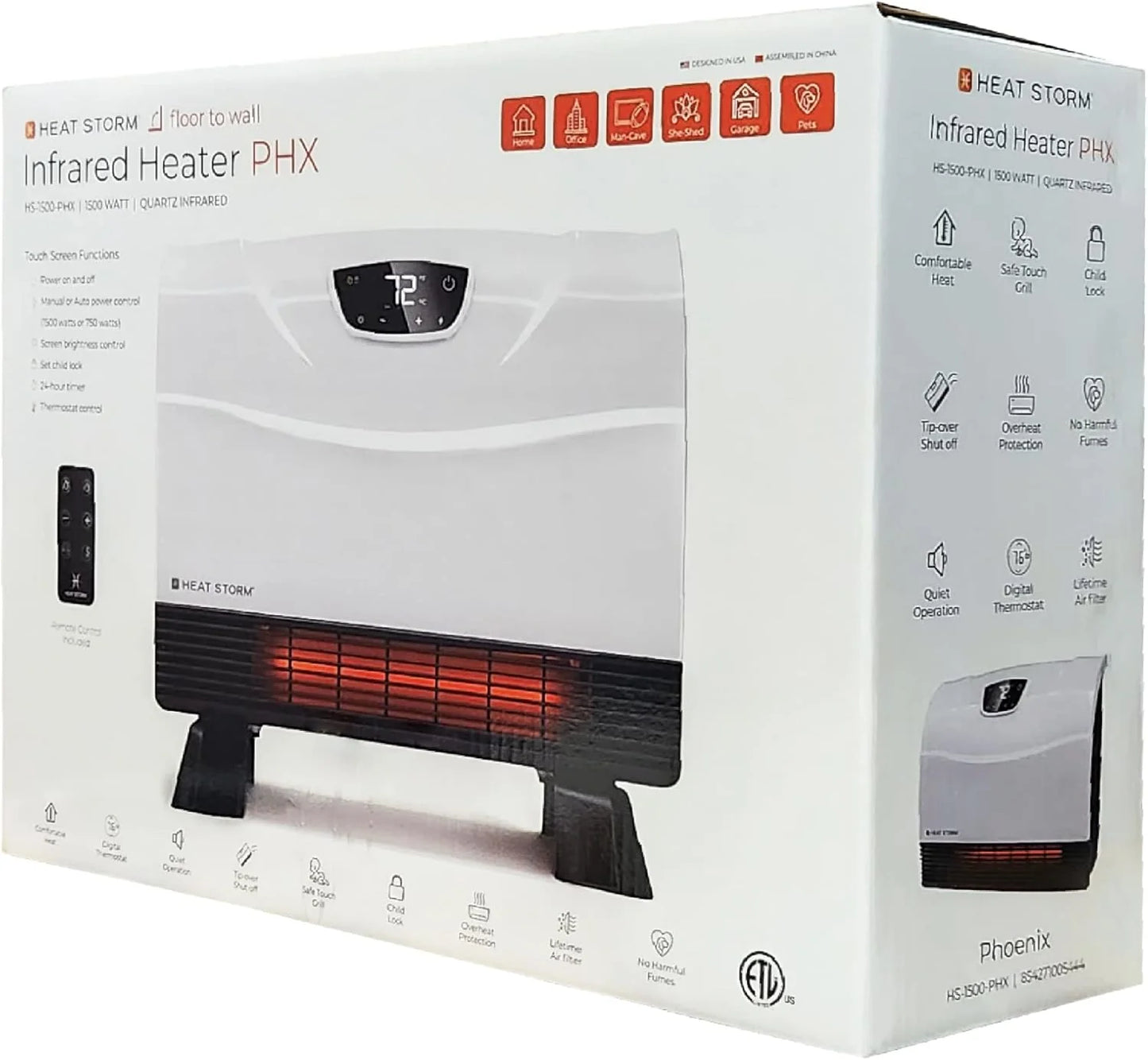 HS-1500-PHX-WIFI Infrared Heater, Wifi Wall Mounted