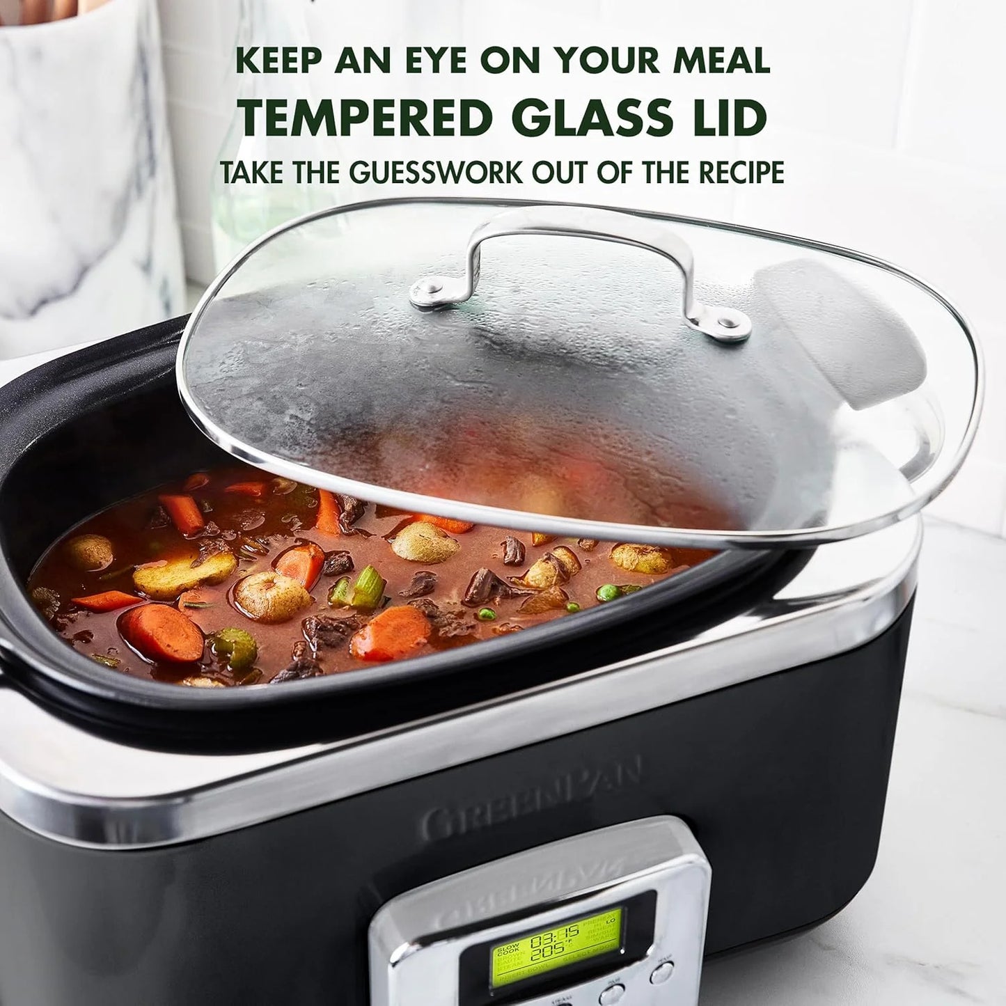 8-in-1 Programmable 6QT Electric Slow Cooker with Dishwasher-Safe Lid and Removable Base