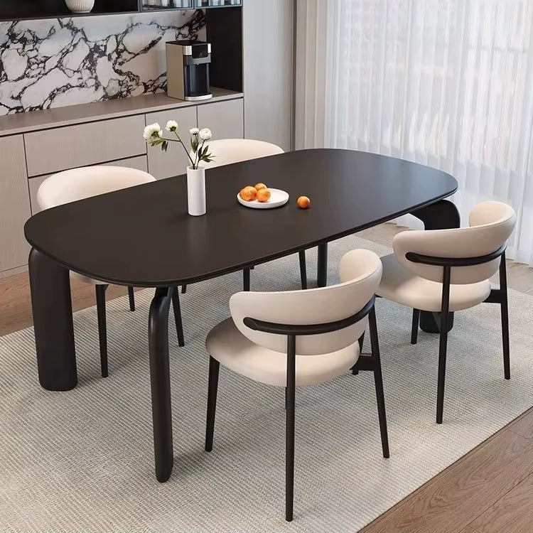 Luxury Oval Dining Table Set in Black for Compact Dining Rooms