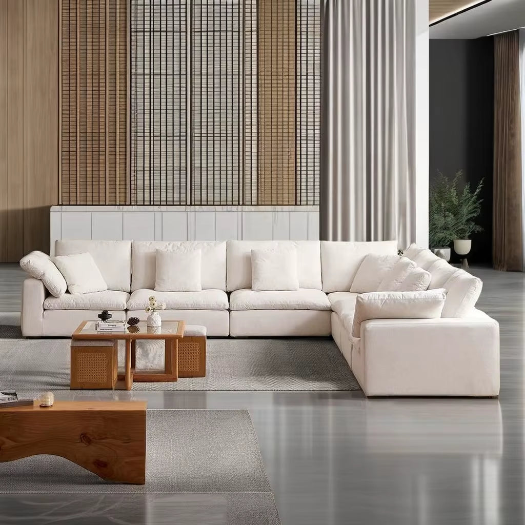 Nordic L-Shaped Cloud Sofa Set Modern Villa Corner Furniture