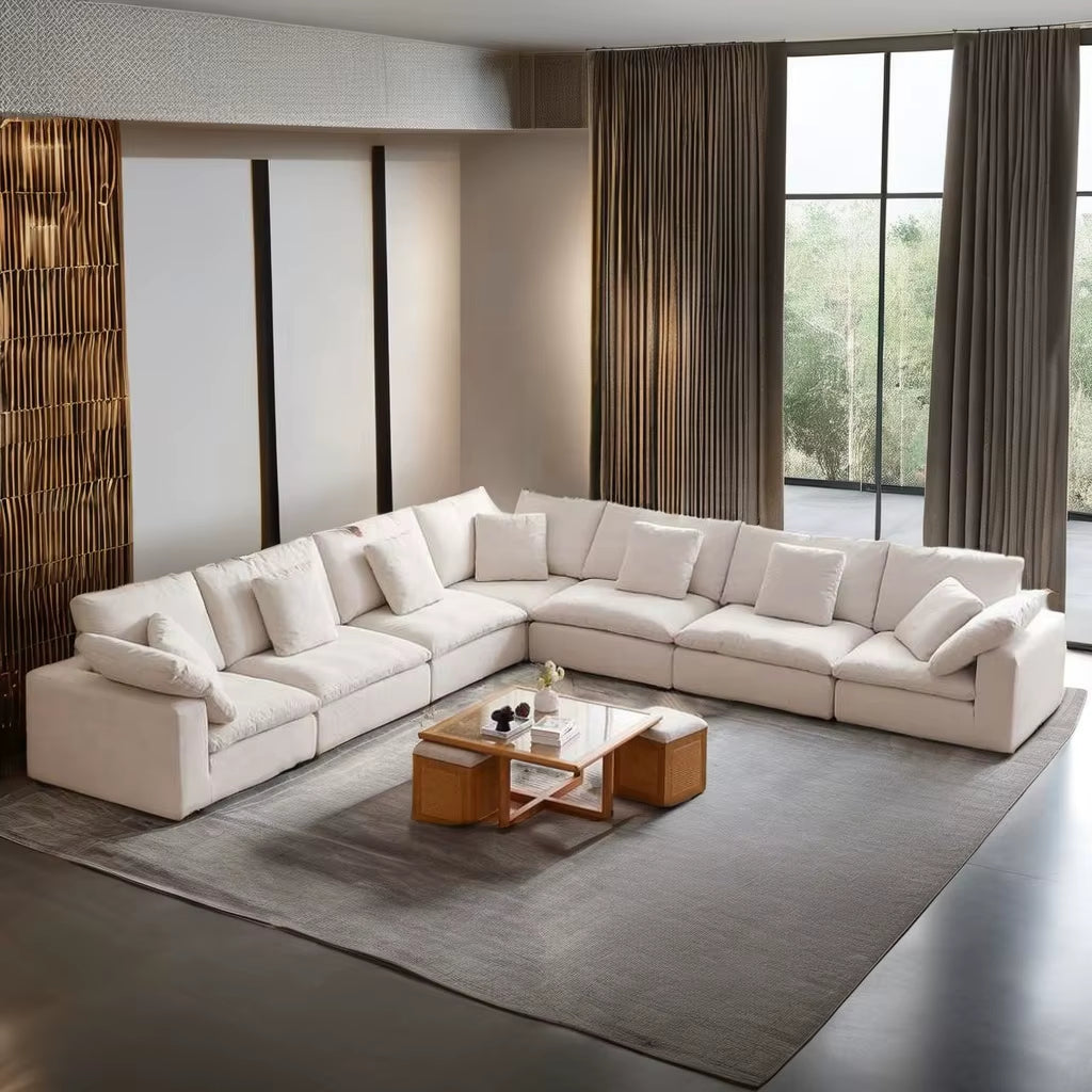 Nordic L-Shaped Cloud Sofa Set Modern Villa Corner Furniture