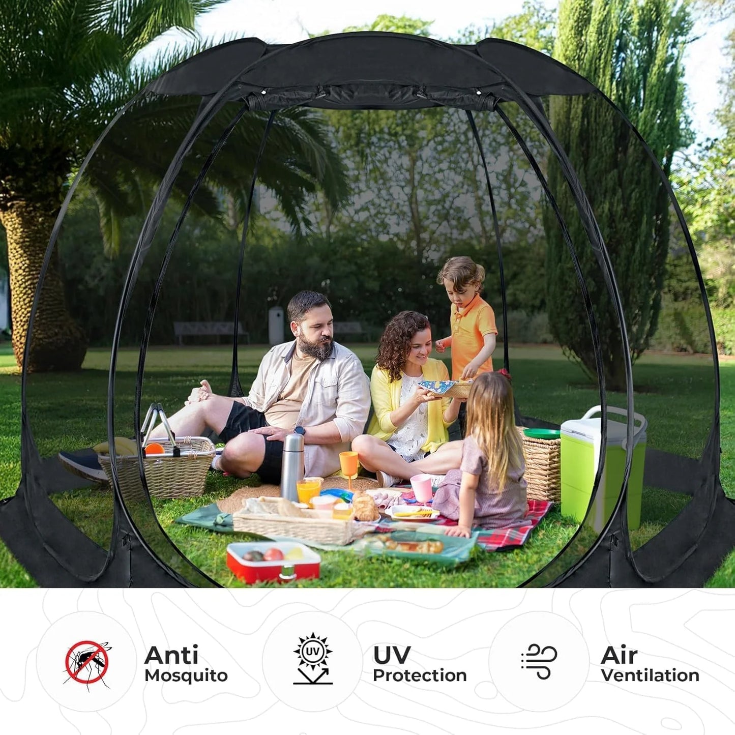 Screen gazebo, sleeps 6-10-15 people Igloo-style canopy tent with mosquito net on the sides Perfect for garden, patio, backyard