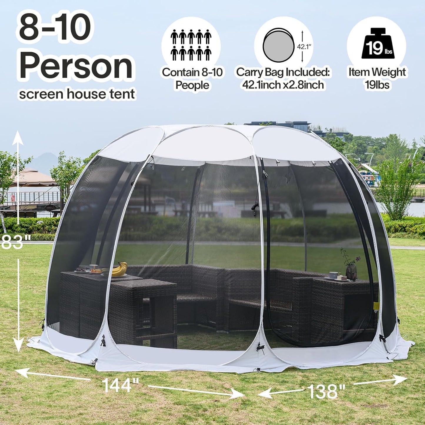 Pop Up Screen House Gazebo Tent with Mosquito Netting Sides