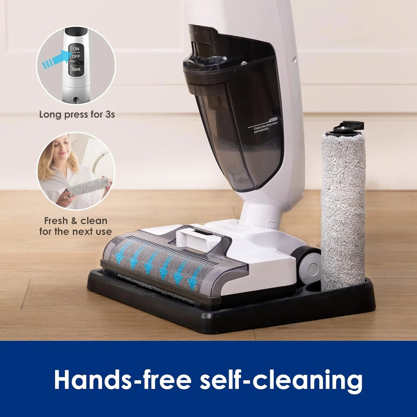 Wet Dry Vacuum Cordless Floor Cleaner and Mop One-Step Cleaning for Hard Floors