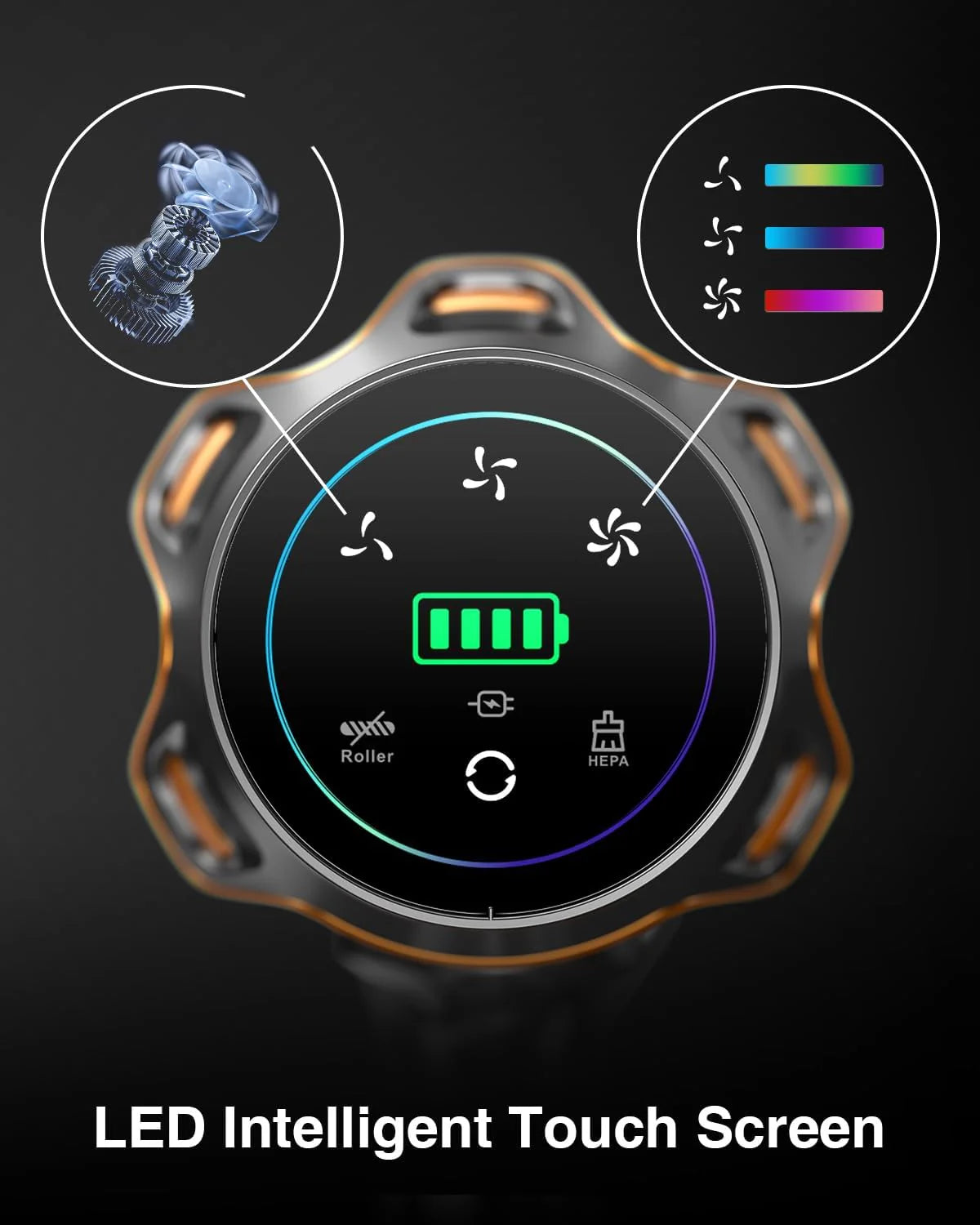 Cordless Vacuum Cleaner,580W 48KPA 65Mins Vacuum Cleaners for Home,Self-Standing Stick Vacuum with Anti-Tangle Brush & OLED Touch Screen,Rechargeable Vacuum Cordless for Pet Hair,Carpet,Hardwood Floor