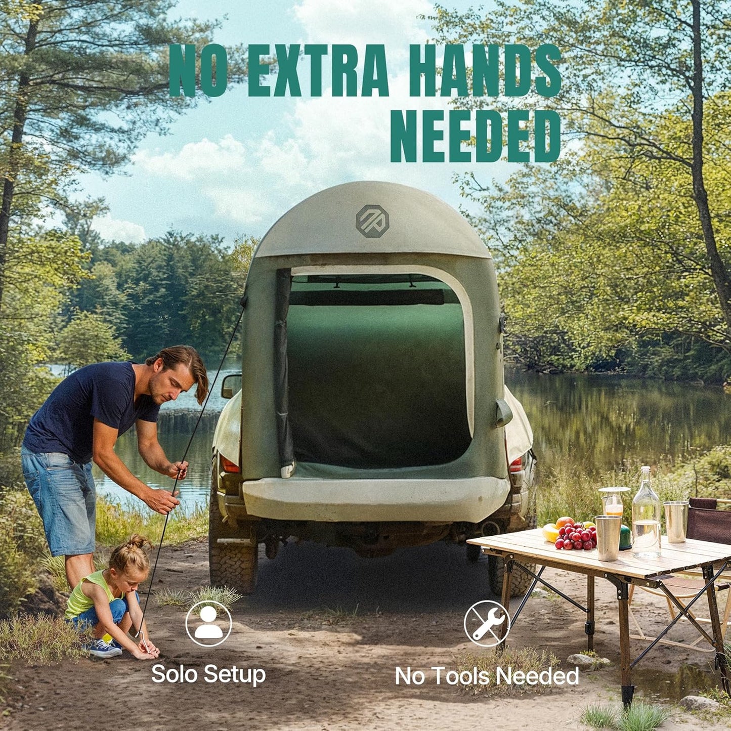 Truck Bed Tent 5.5ft-8ft, Suitable for 2+1 People/Family Inflatable Pickup Truck Tent