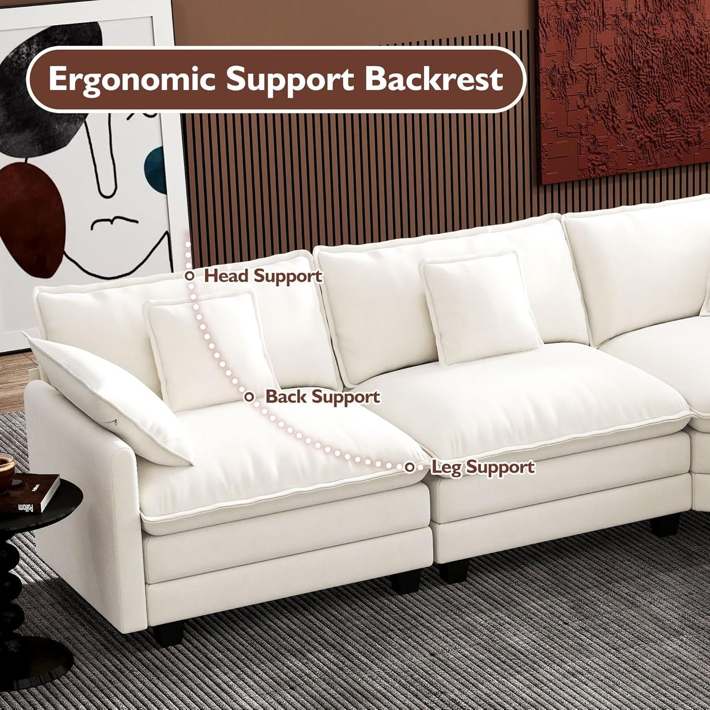 ihanherry 146-inch U-shaped modern sofa modular area cloud sofa