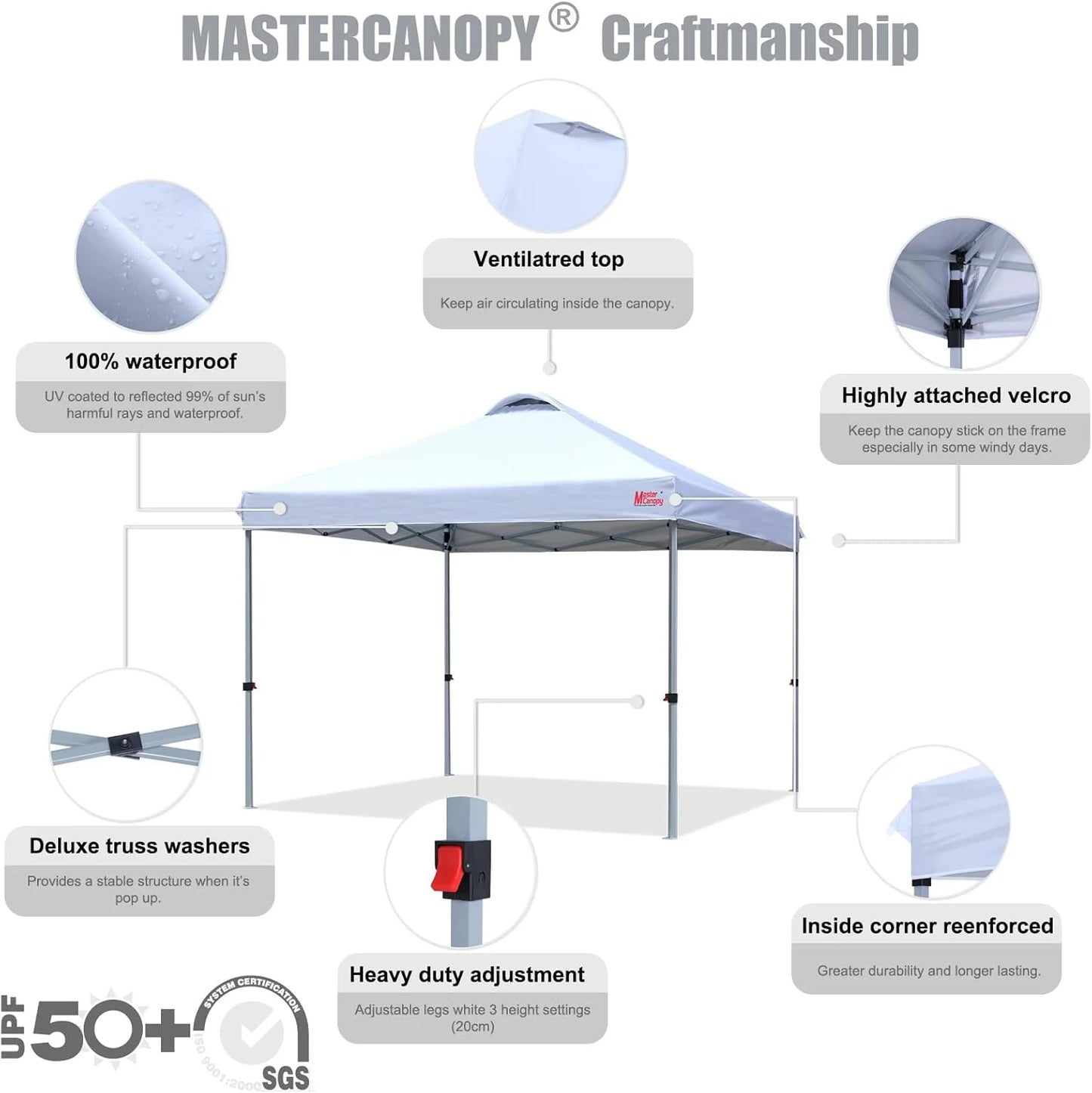 Durable Pop-up Canopy Tent with Roller Bag (10x10, Black)