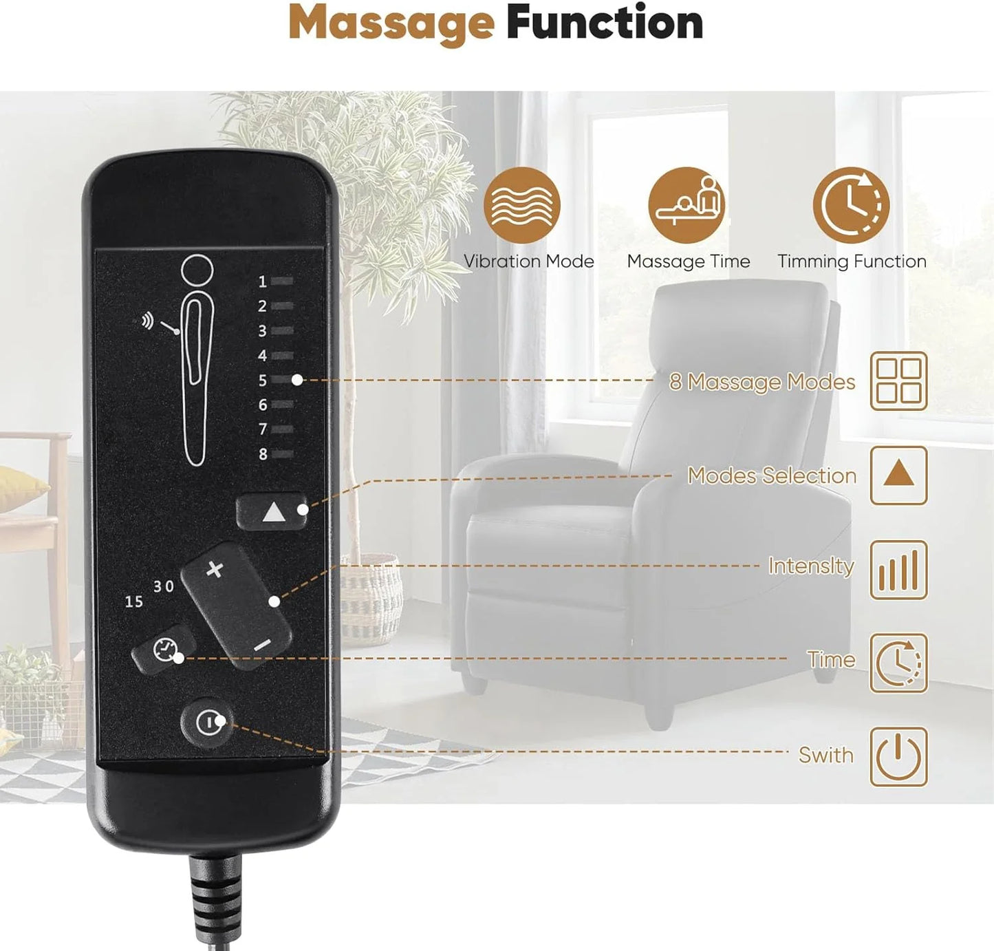 Adult recliner, living room massage recliner, adjustable home theater chair single sofa