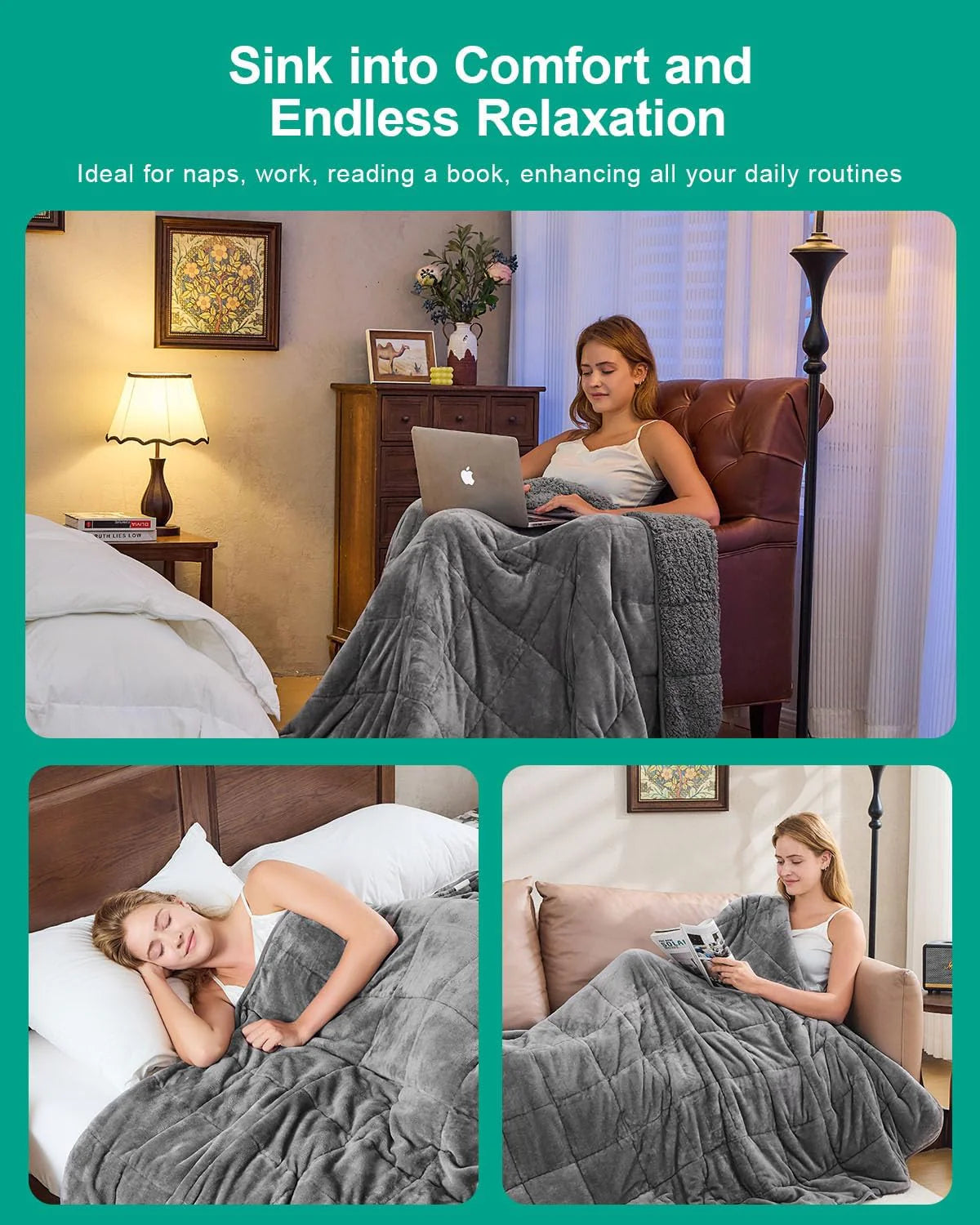 Sherpa Fleece Weighted Blanket 15 lbs 60"x 80"