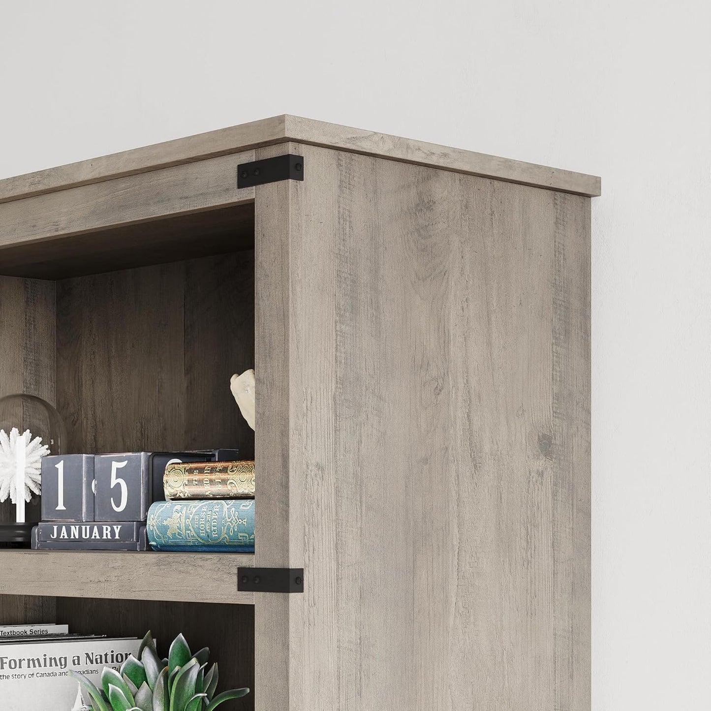 5 Tier Bookcase Farmhouse Book Shelf with Storage Open Display Bookshelves