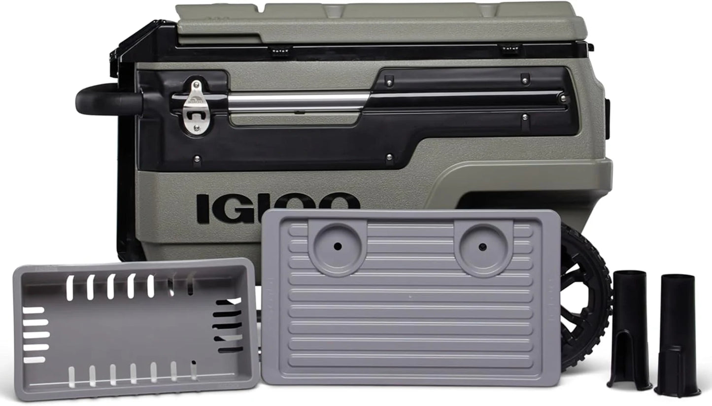 70Qt Wheeled Cooler, Insulated Hard Shell Ice Chest