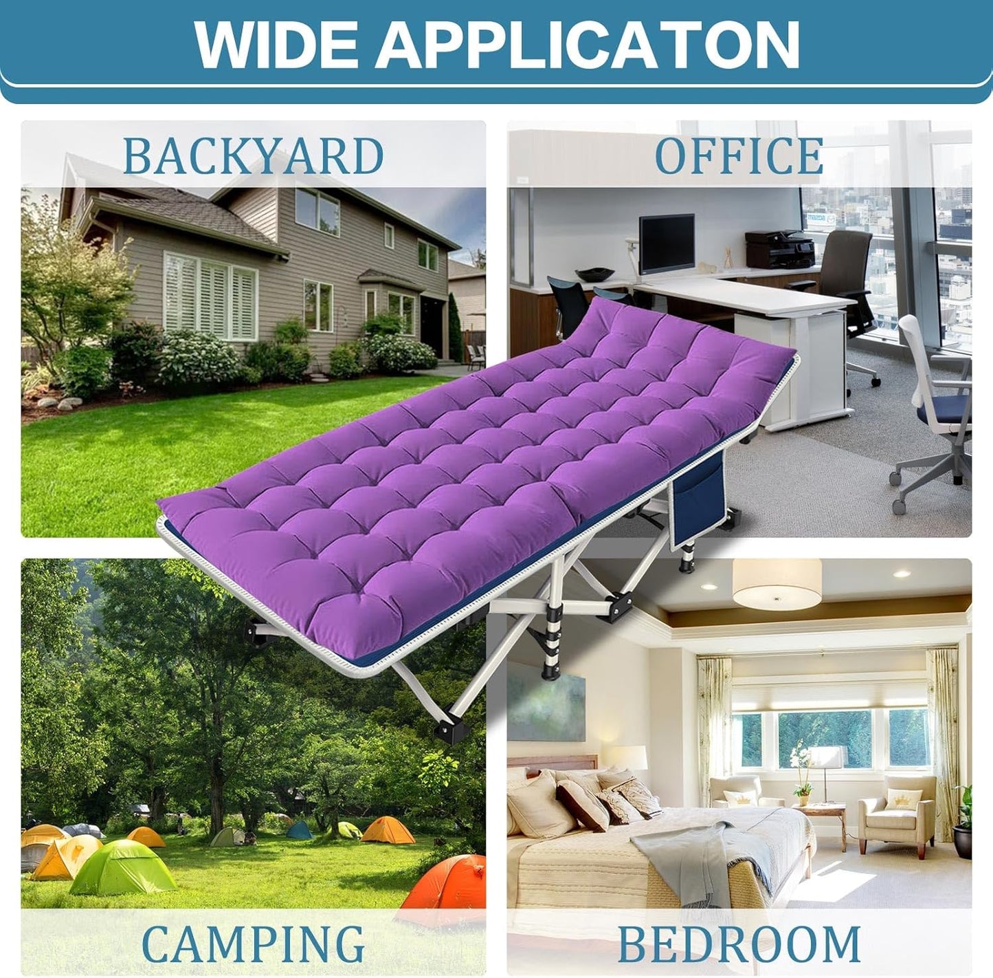 2-Pack Camping Cots with Mattress Comfortable Folding Bed Heavy Duty Baby Cot