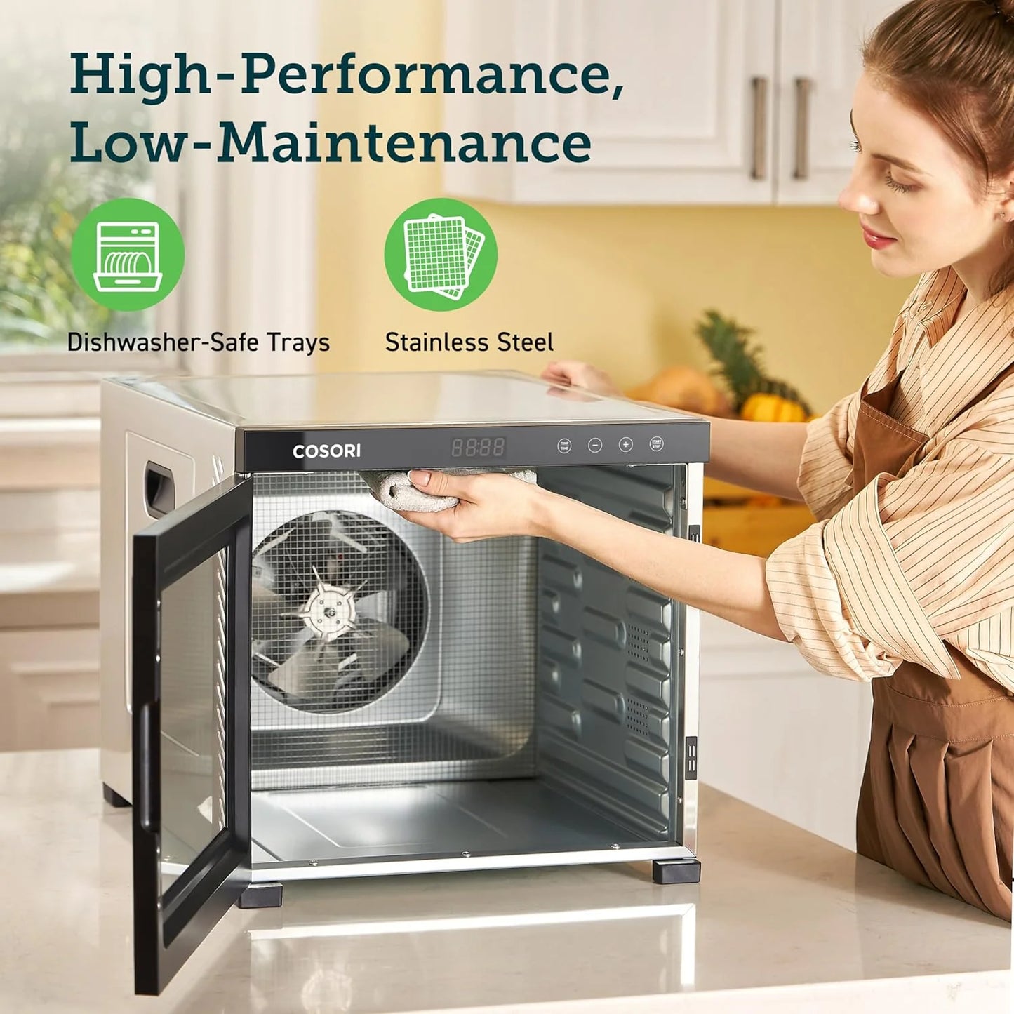 COSORI Food Dehydrator, Bigger Than 7 Trays With Large 6.5" Drying Space, 600W Power Saves More Time Than 480W, 165°F Dehydrated Dryer