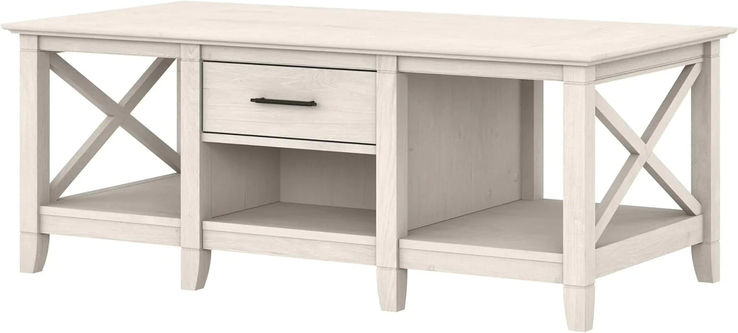Key West Coffee Table with Storage in Washed Gray
