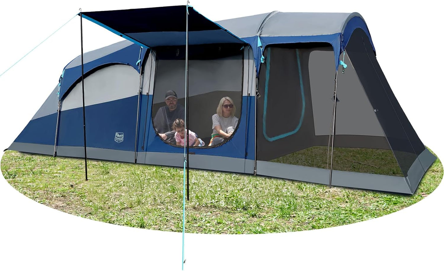TIMBER RIDGE 8 Person Family Camping Tent with Screen Room, Double Layer Waterproof Weather Resistant Big Tunnel Tent with Rainfly Carry Bag, Large Family Tent for Outdoor Party 20ft x 8ft x 76in