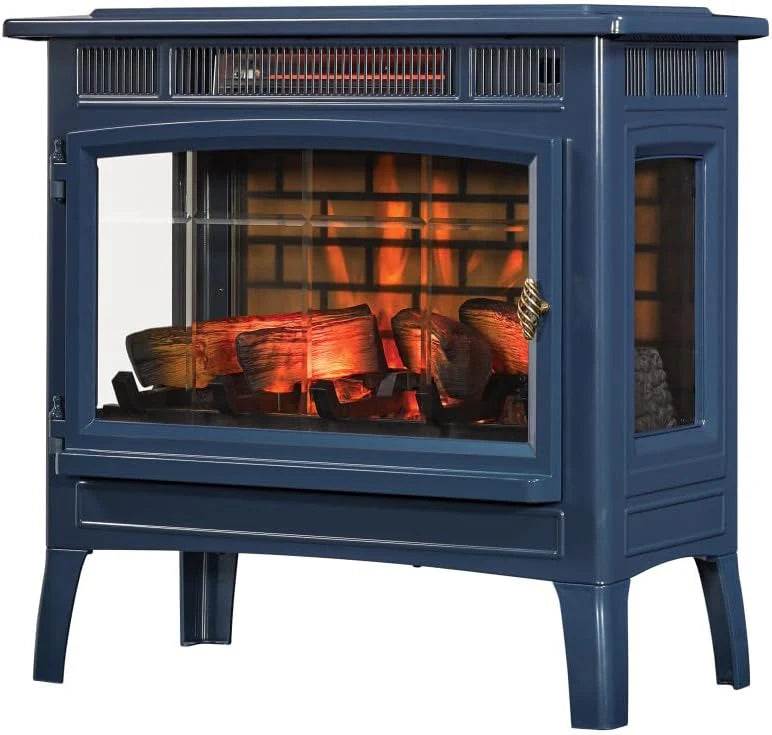 Freestanding Electric Fireplace Stove Heater with 3D Flame Effect for 1,000 Sq. Ft