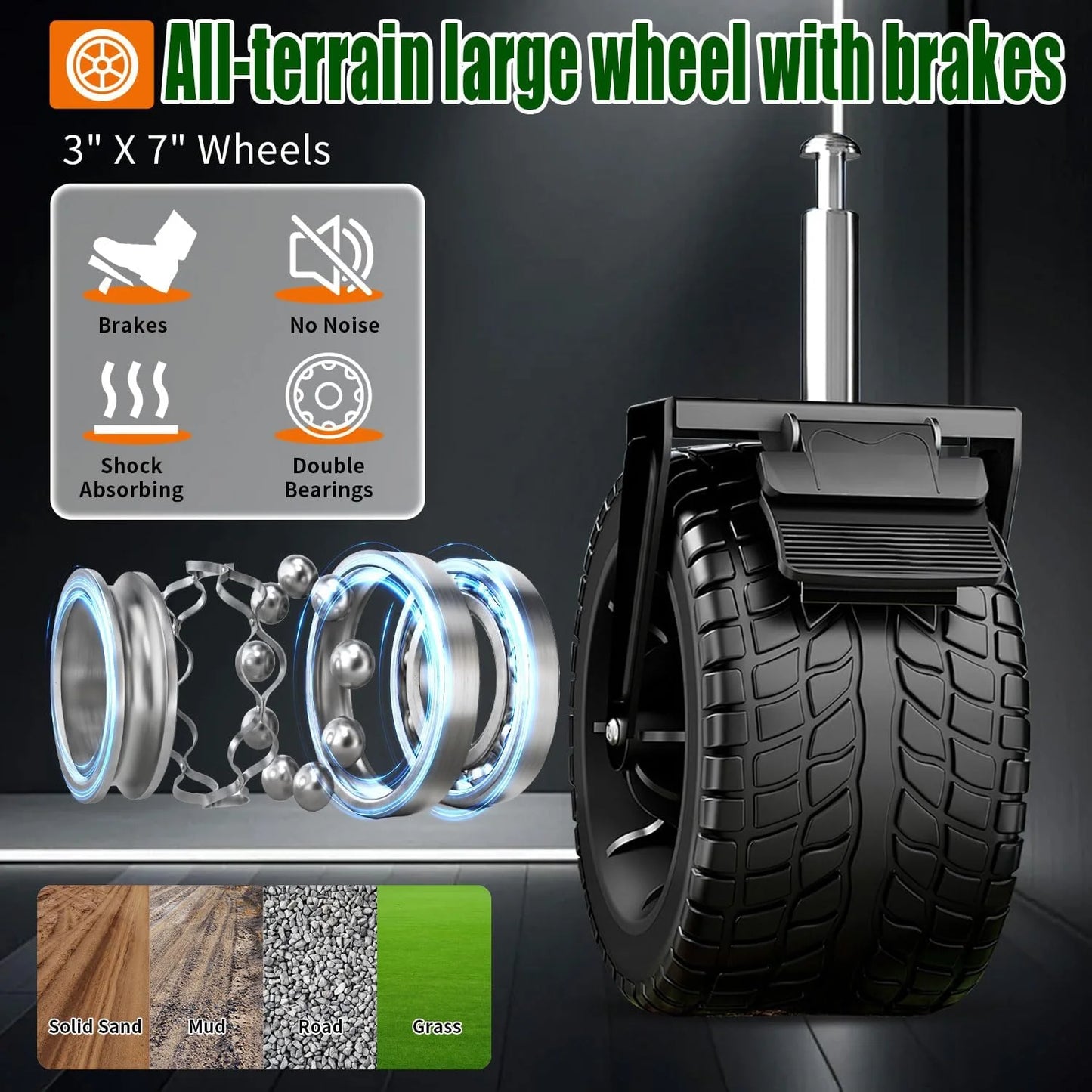 Foldable 4-wheel cart, foldable, 37 inches long, 480 lb capacity, heavy-duty beach cart, shopping cart with wheels