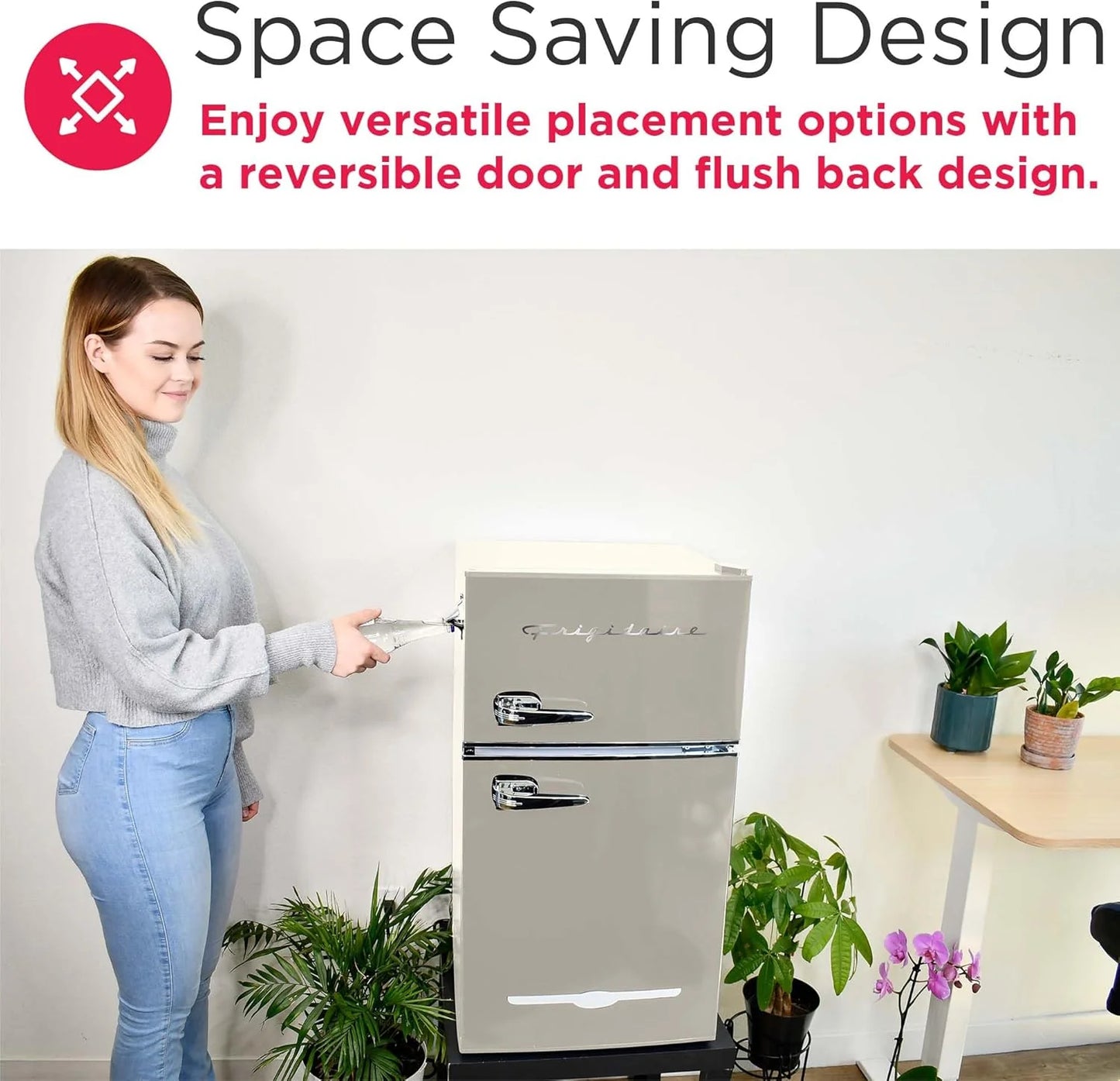 Frigidaire Retro Mini Fridge with Freezer & Side Bottle Opener-Small 2 Door Refrigerator for Office Bar or College Dorm Room-3.1 Cu Ft – 19”"D x 20.5" W x 33.5" H