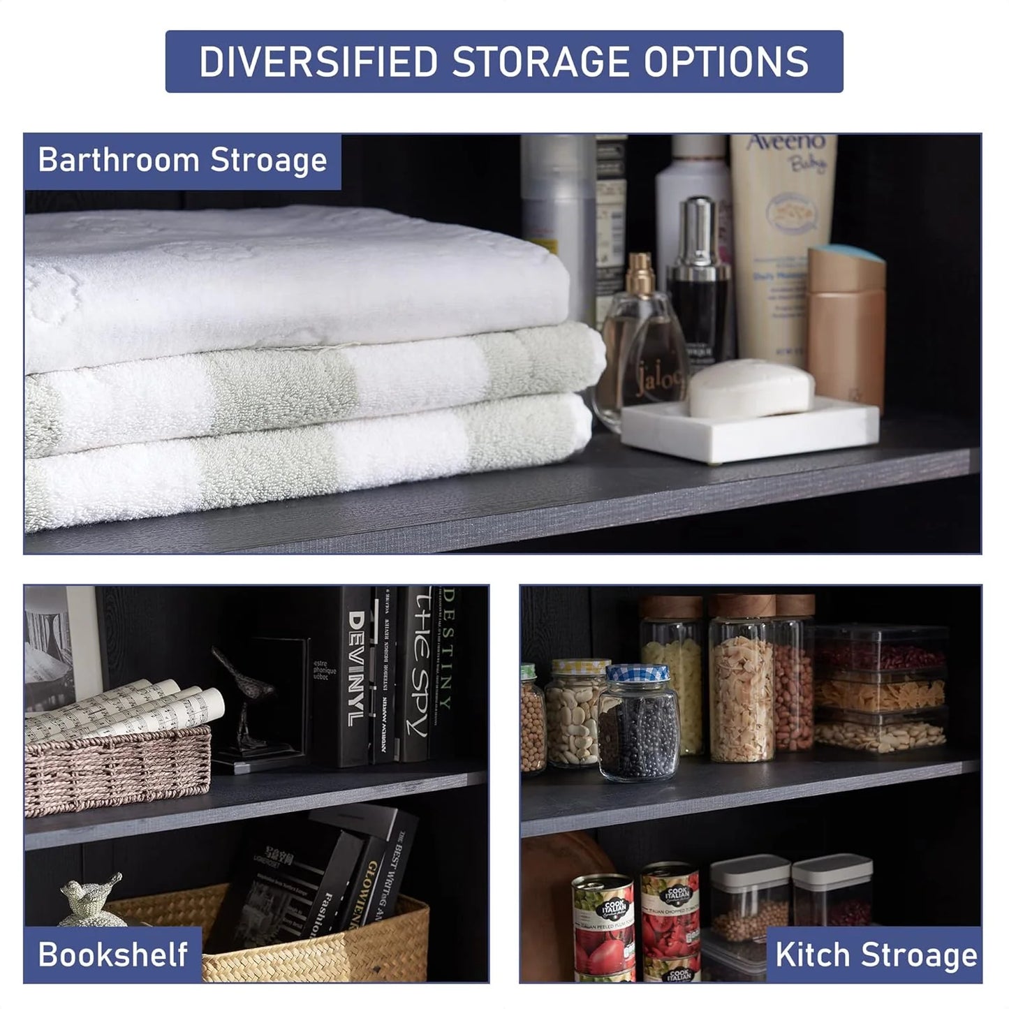 JXQTLINGMU Farmhouse Kitchen Pantry - 72" Tall Wood Kitchen Storage Cabinet with Adjustable Shelves and 2 Barn-Style Doors and Drawers