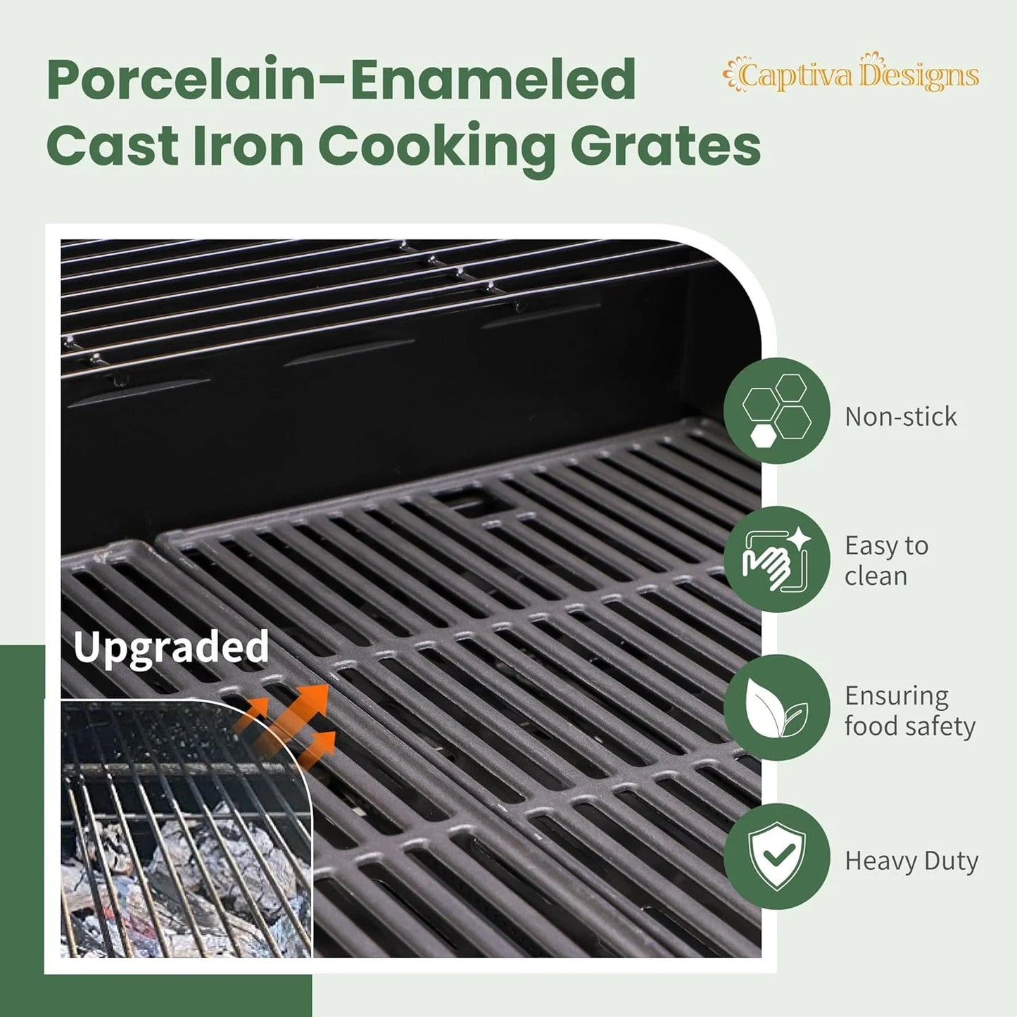 Captiva Designs 4-Burner Propane Gas BBQ Grill with Side Burner & Porcelain-Enameled Cast Iron Grates, 42,000 BTU Output Stainless Steel Grill for Outdoor Cooking Kitchen and Patio Backyard Barbecue
