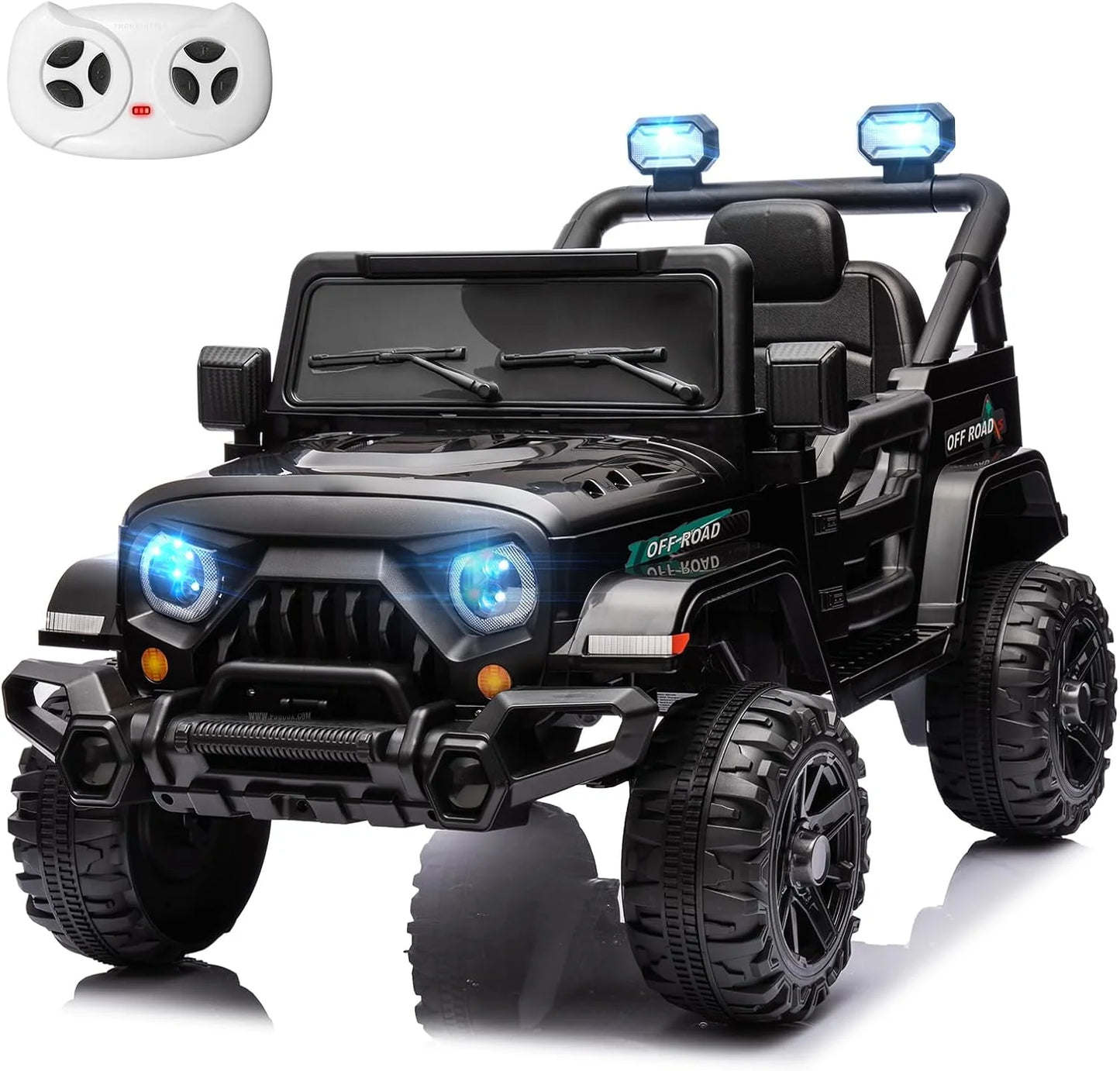 12V Kids Electric Ride on Truck Car Remote Control, Twin 35W Motors 3.5MPH Max Speed, Bluetooth USB Music Player, 4 Wheels Suspension LED Lights Safety Belt, Gift for Boy & Girl-Rosy