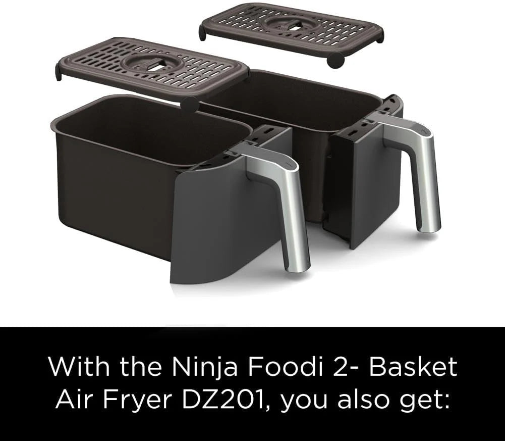 Ninja Foodi 6-in-1 FlexBasket Air Fryer with 7-QT MegaZone & Basket Divider for Large Proteins & Full Meals, Smart Finish Cook 2 Foods 2 Ways, Family Sized Capacity, Air Fry, Roast & More