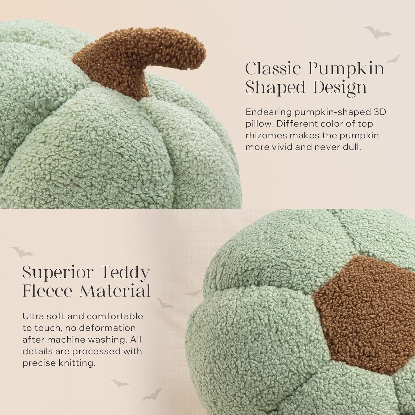 Teddy Fleece Pumpkin Throw Pillows