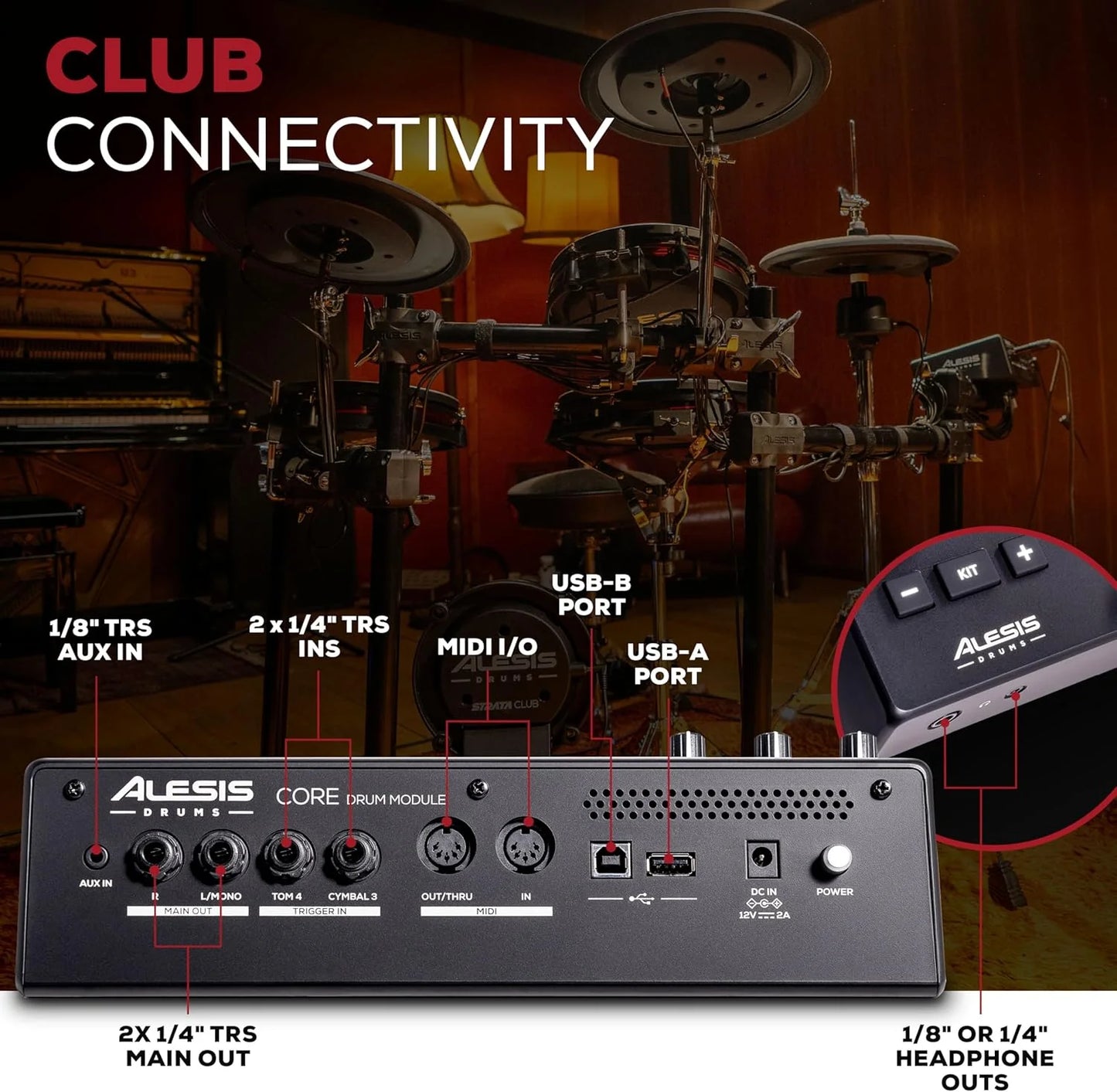 Alison Strata Prime Electronic Drum Set with Touch Screen Dual Area Grid Head