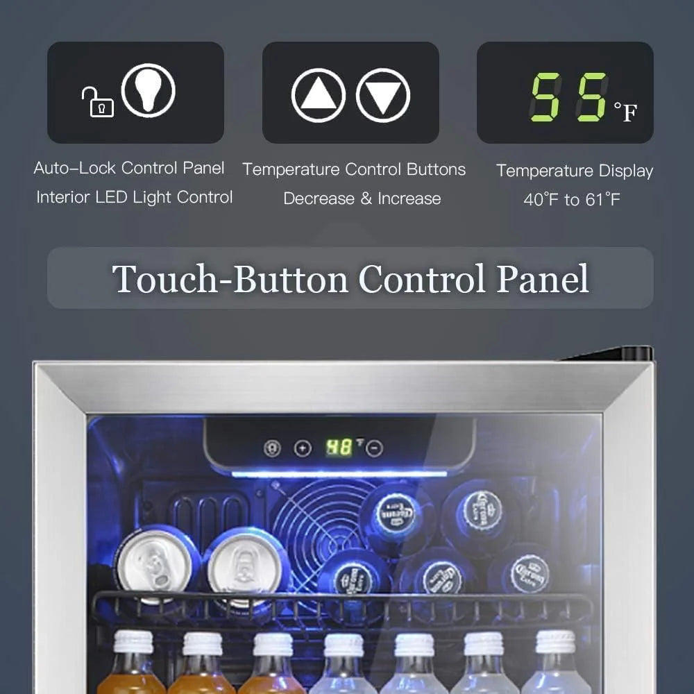 Antarctic Star Beverage Refrigerator Cooler 68 Can, Mini Fridge with Glass Door for Beer Drinks Wine,Freestanding Small Fridge with Electronic Temperature Control for Home and Bar,1.7 cu.ft