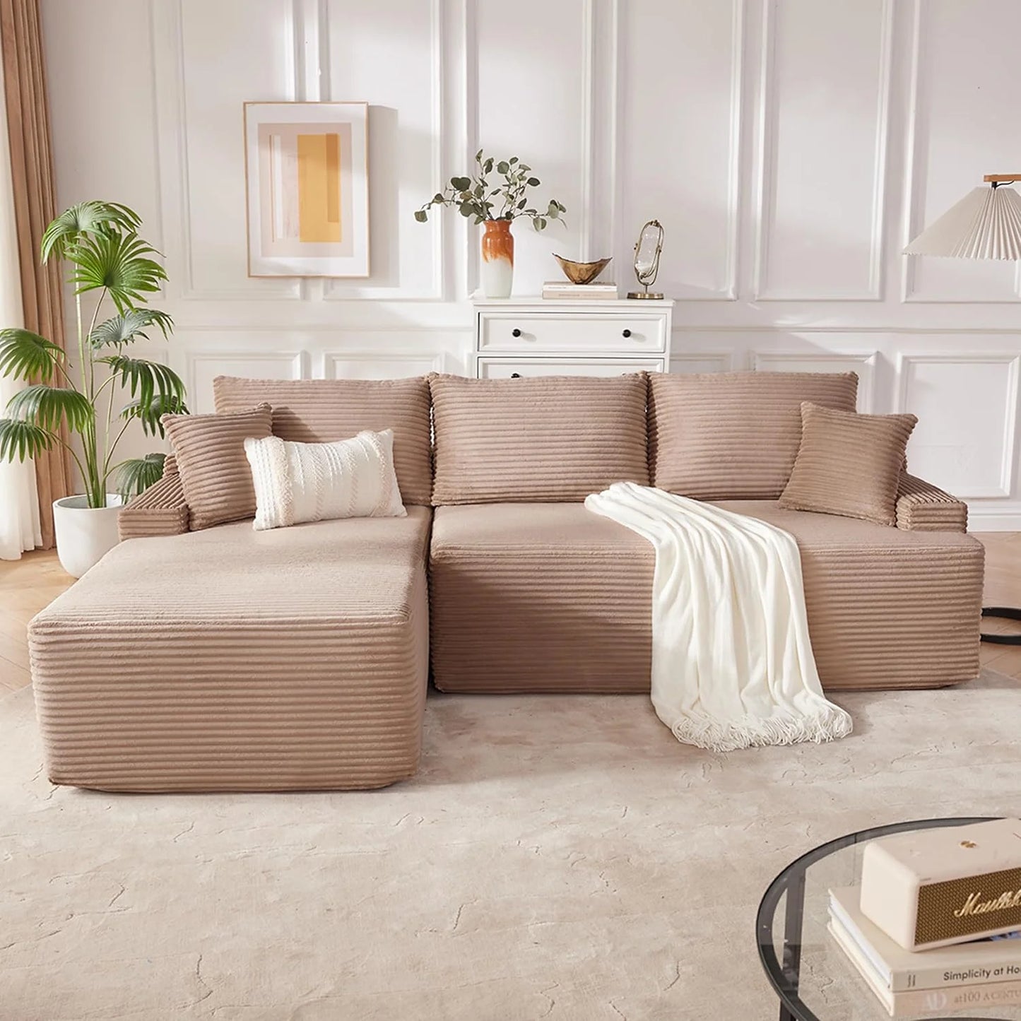 110-inch cloud sofa, boneless sofa in the living room, modular sofa with deep seats