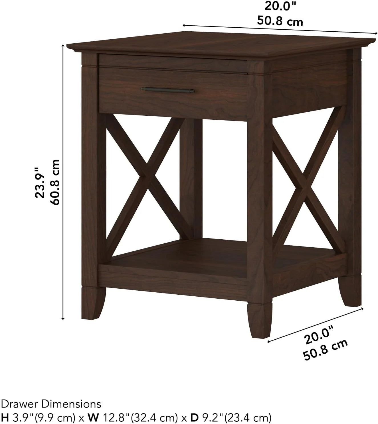 Key West Small End Table with Storage Modern Farmhouse Accent Shelf