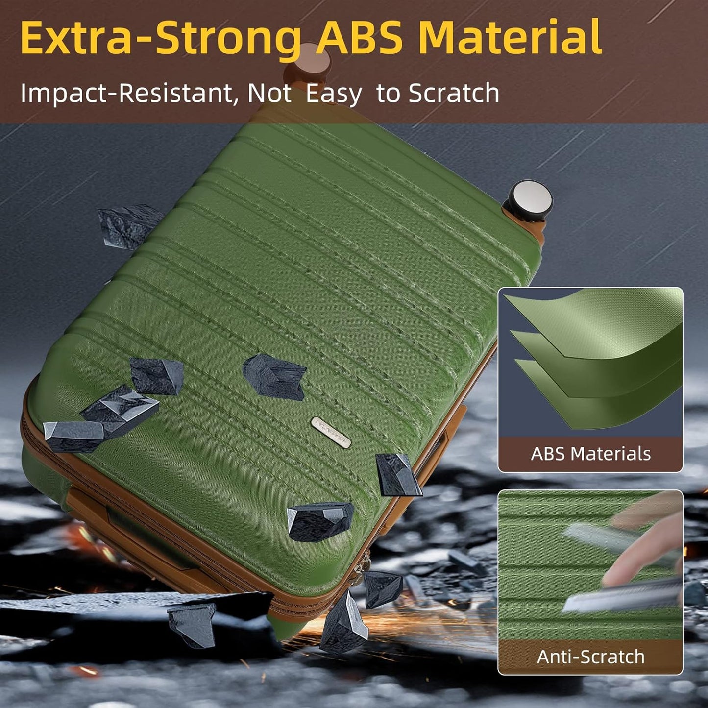 6-piece luggage set, expandable hardshell suitcase set with spinner wheels, lightweight rolling luggage set